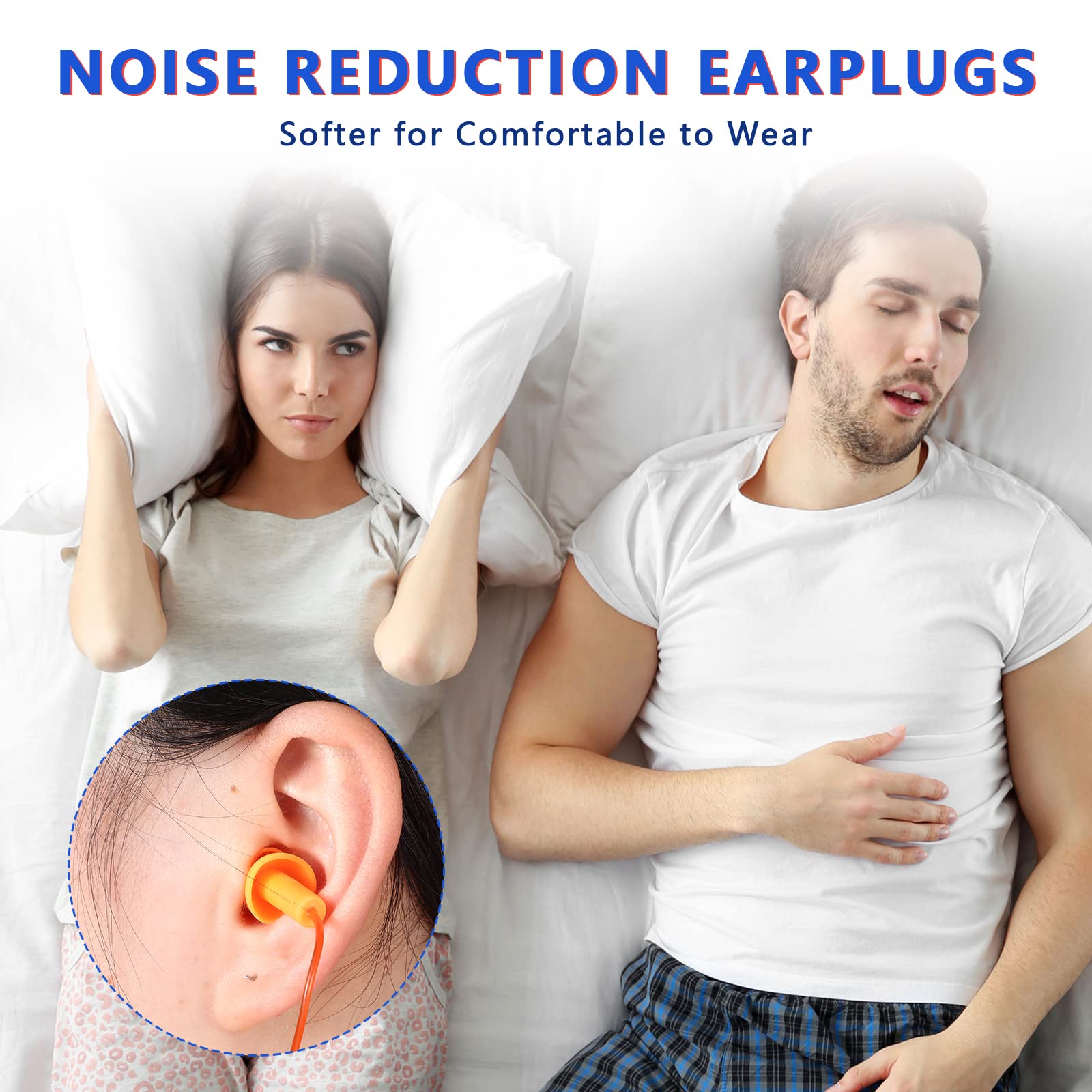 [200 Pairs] Corded Silicone Earplugs for Noise Reduction, Reusable