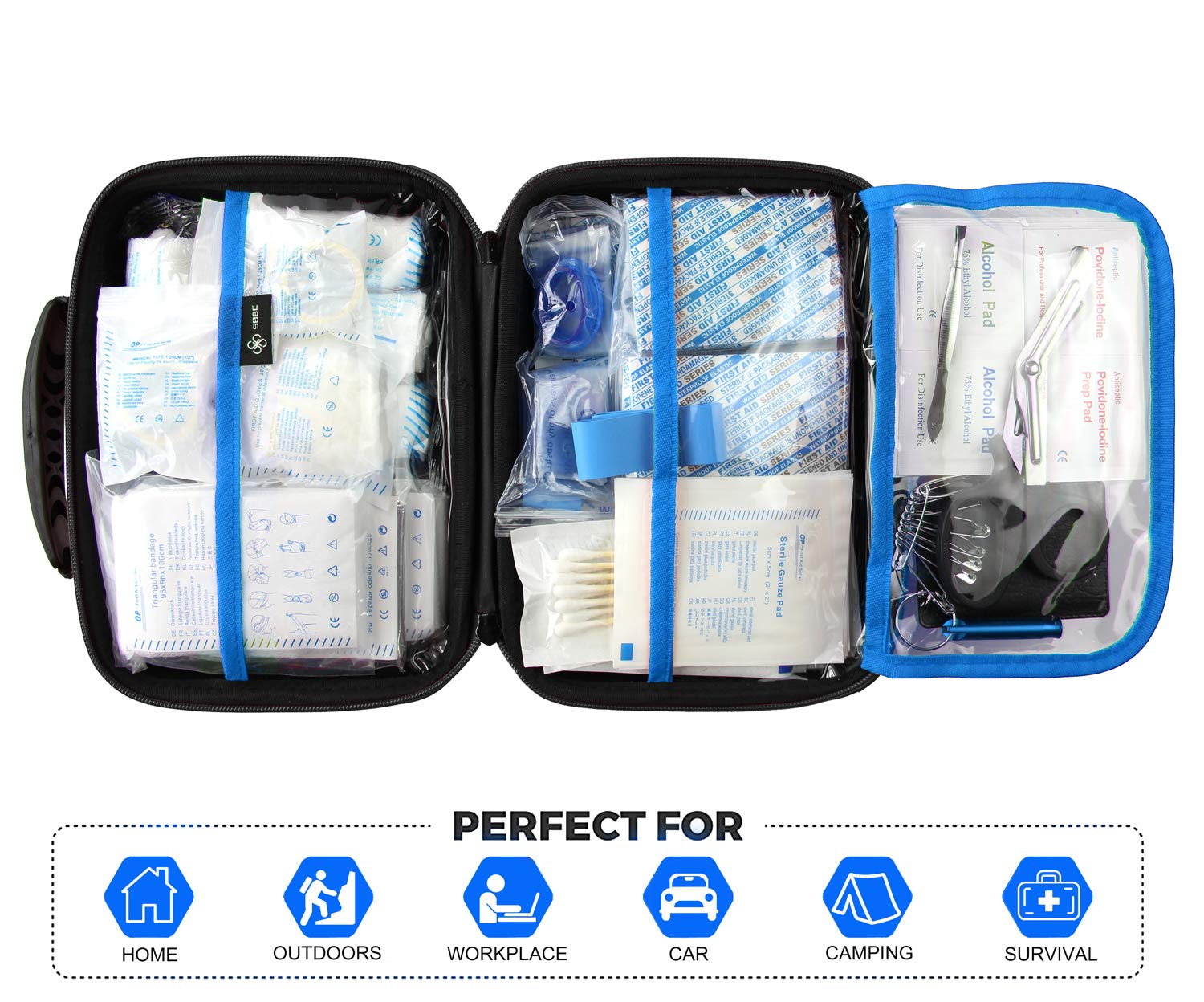 SHBC Waterproof First Aid Kit (228pcs) with All Basic or Advanced Supplies You Need.