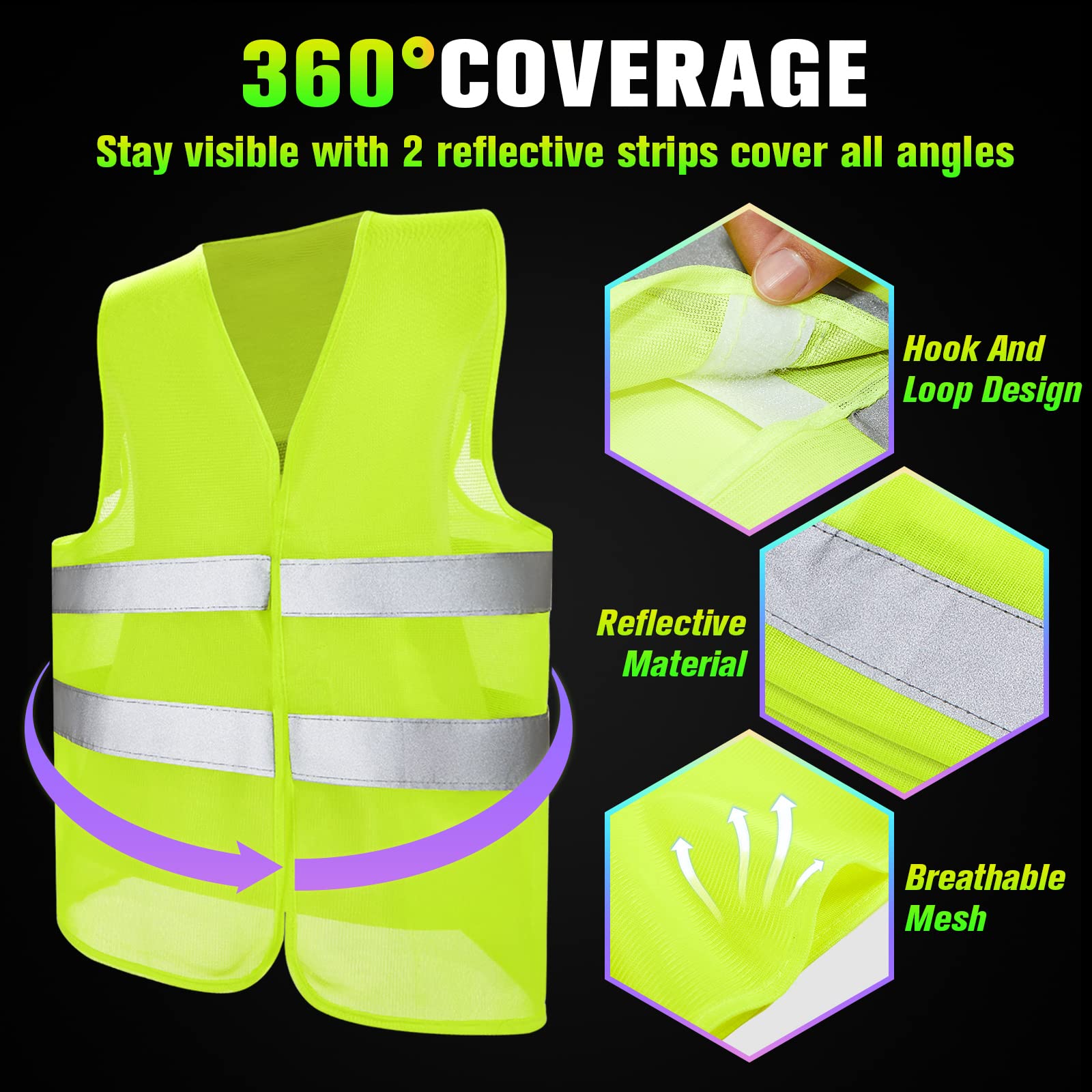 [15 / 30 / 40 / 50 /80 Packs] High Visibility Safety Vest Bulk Reflective Mesh Security Vest
