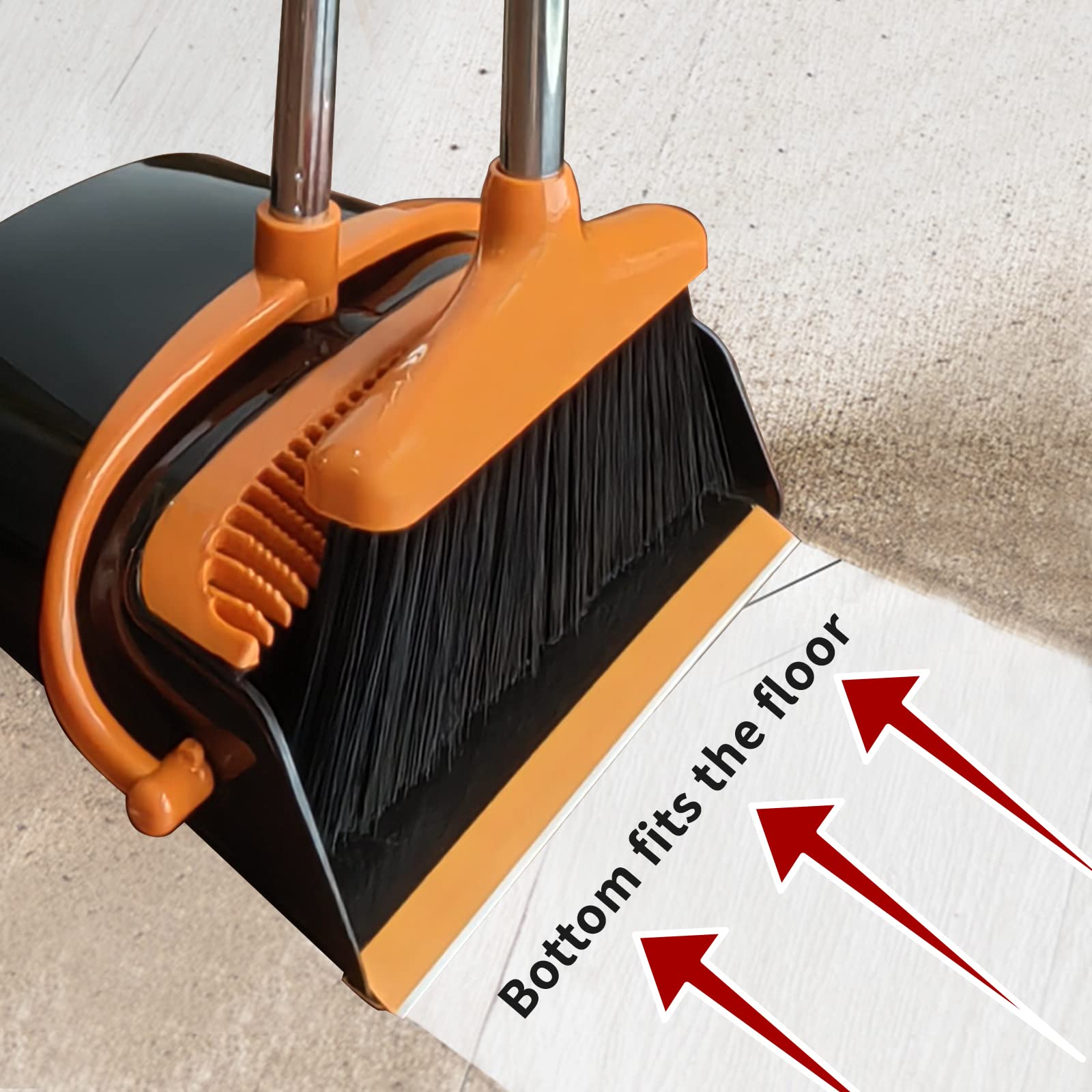 Broom and dustpan set(51" long), Adjustable length stainless steel broomstick