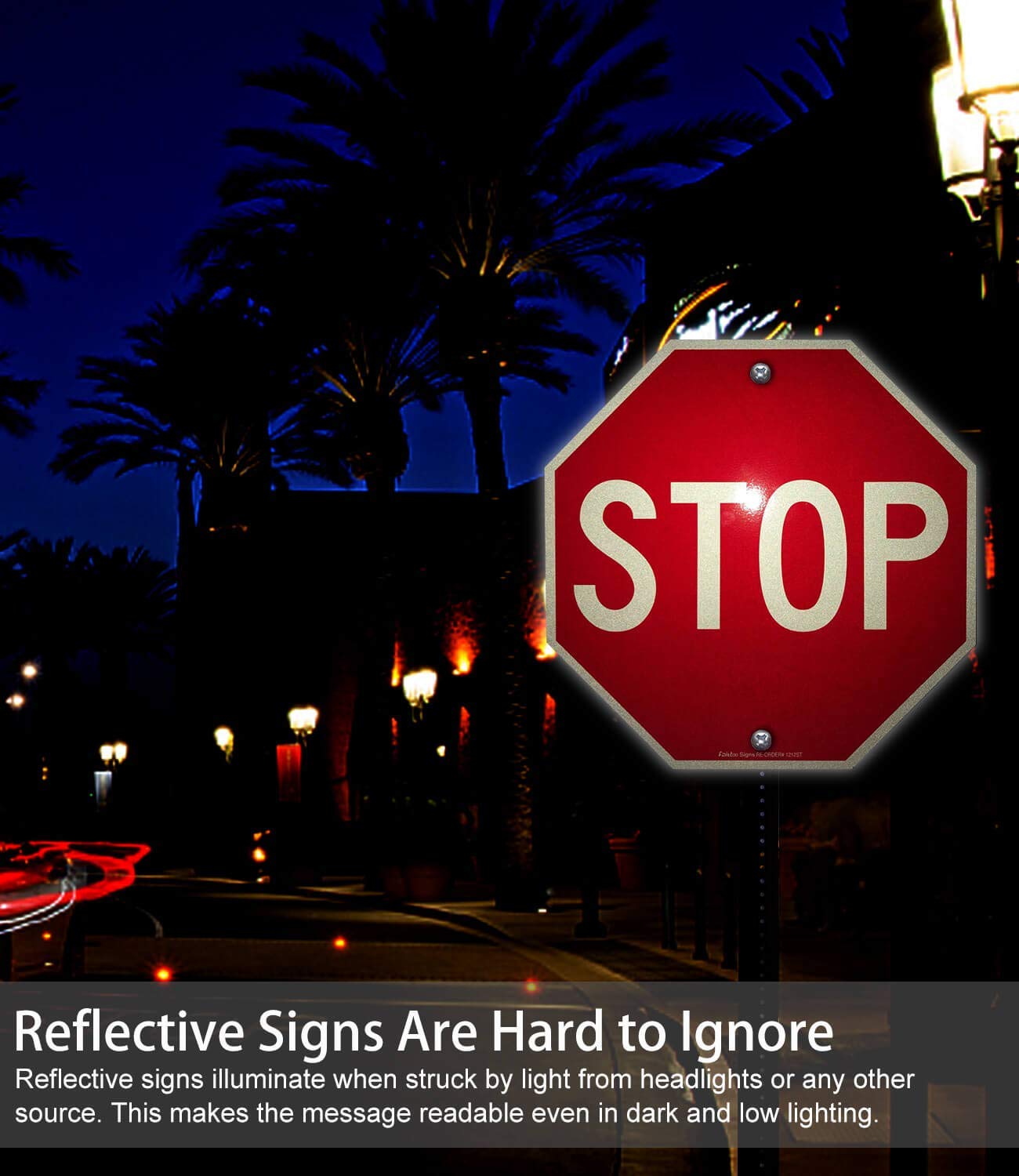 [2 Packs] Reflective Stop Signs, 12 x 12 Inches, Wall-Mount