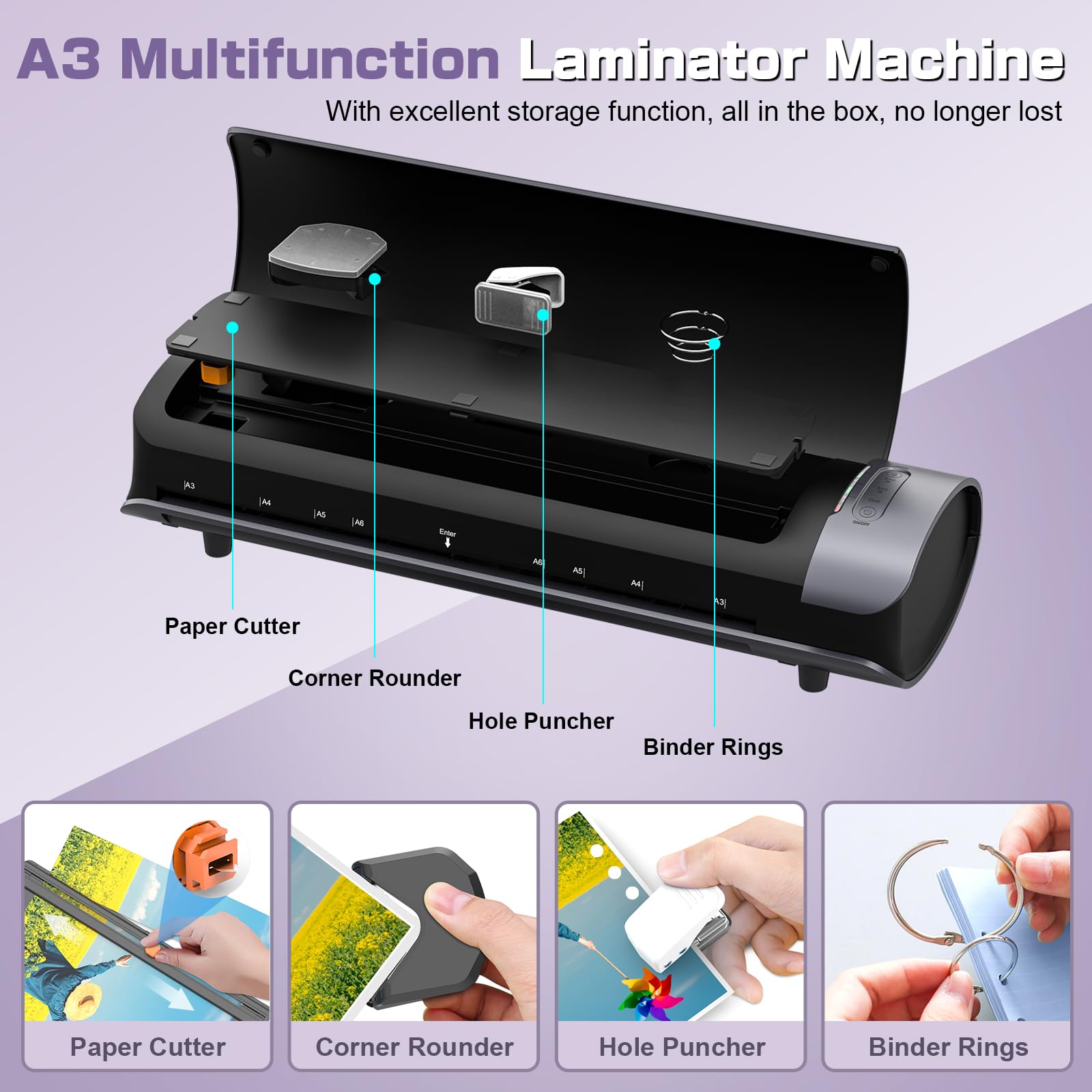 13 Inch Wide Thermal Laminator Machine 11x17 Laminator, A3/A4/A5/A6