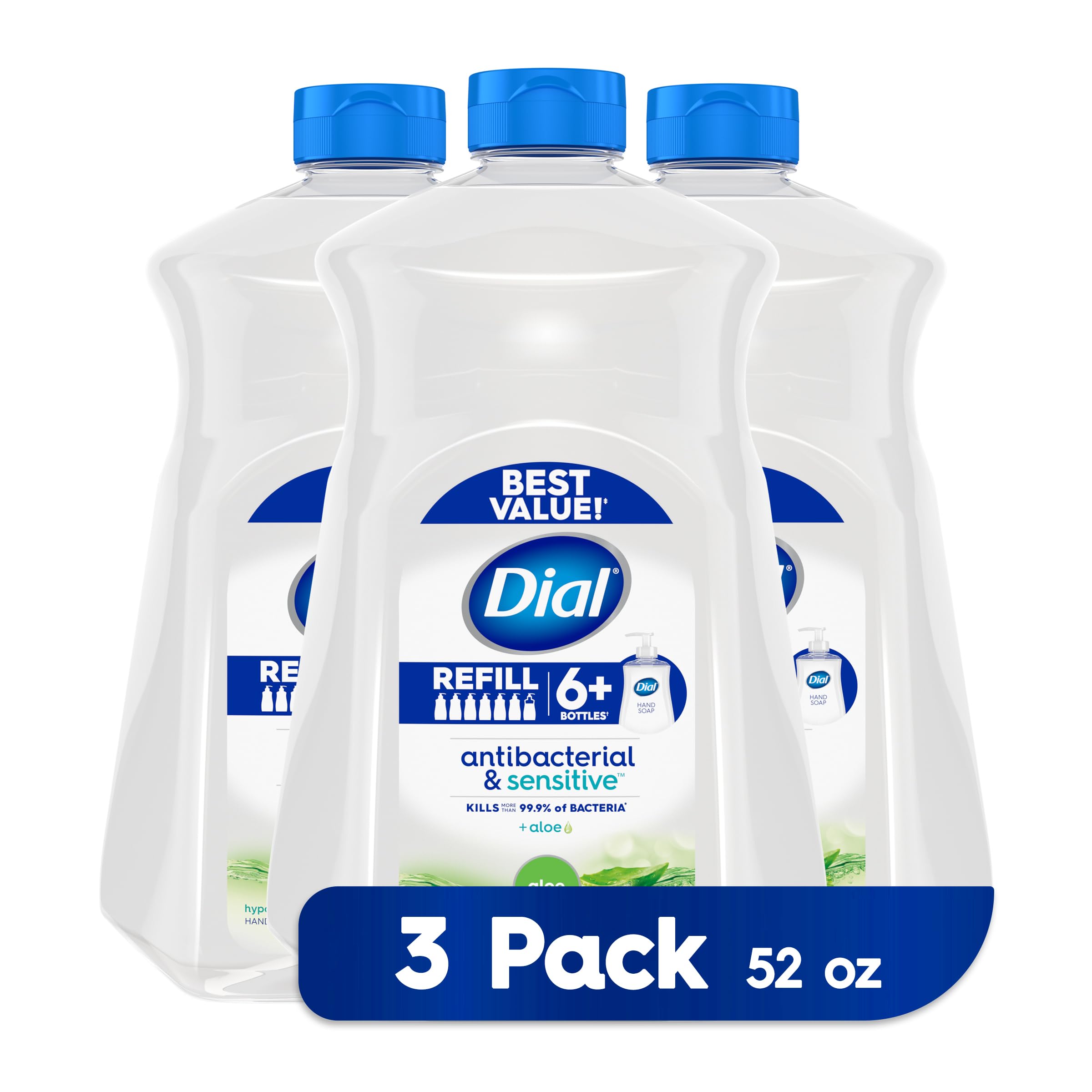 Dial Liquid Hand Soap Refill, 52 Fluid Oz (Pack of 3)