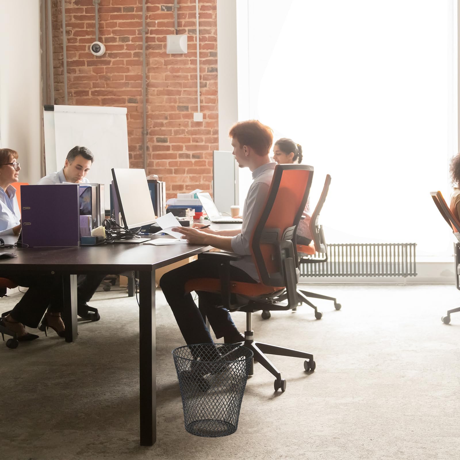 10 Pack Round Waste Basket, Wire Mesh Desk Metal Trash Garbage Can