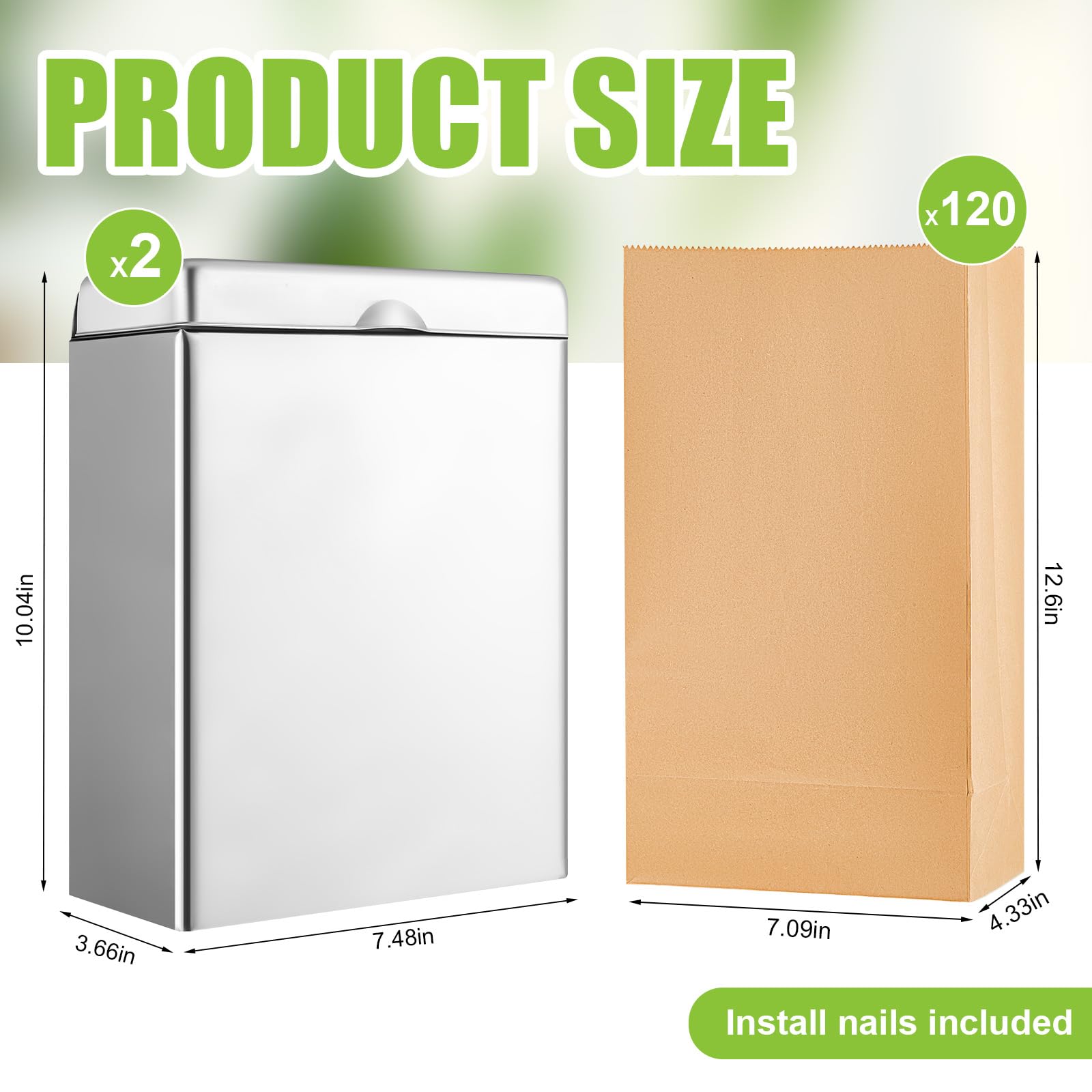 1 Pcs Sanitary Napkin Receptacle with 100 Feminine Hygiene Liner Bag