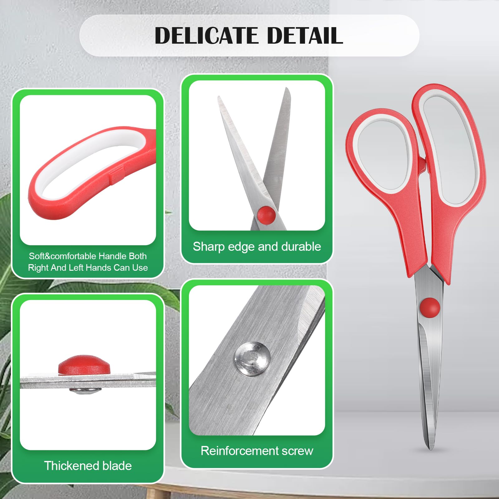 50 Pack Multipurpose Scissors Bulk (Blue, Green, Red, Black, 7.5 Inch)