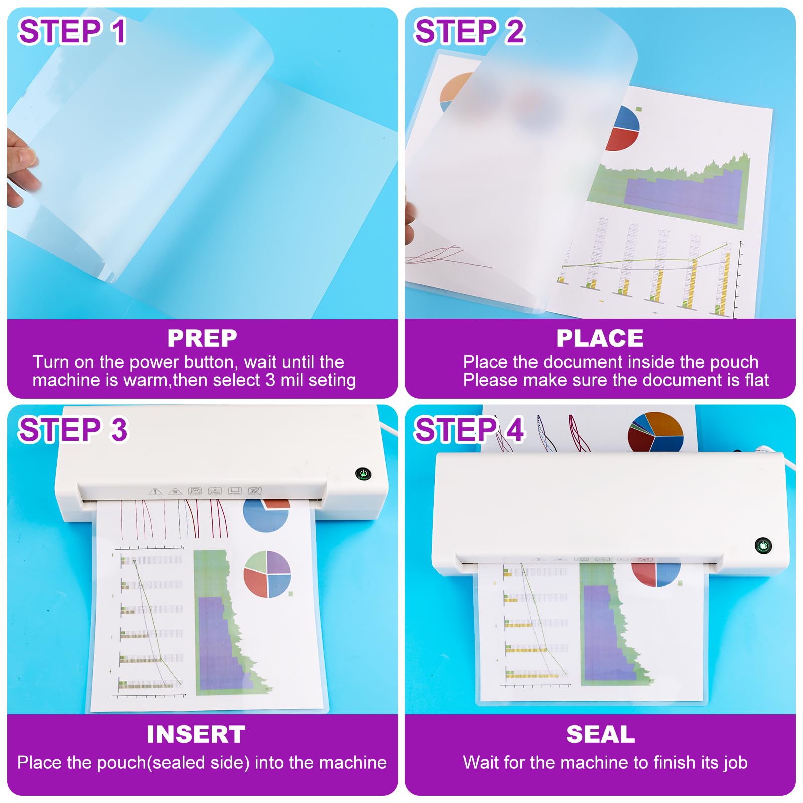 [150/300/500 Pack] Thermal Laminating Pouches, 3 Mil,9 x 11.5 Inches