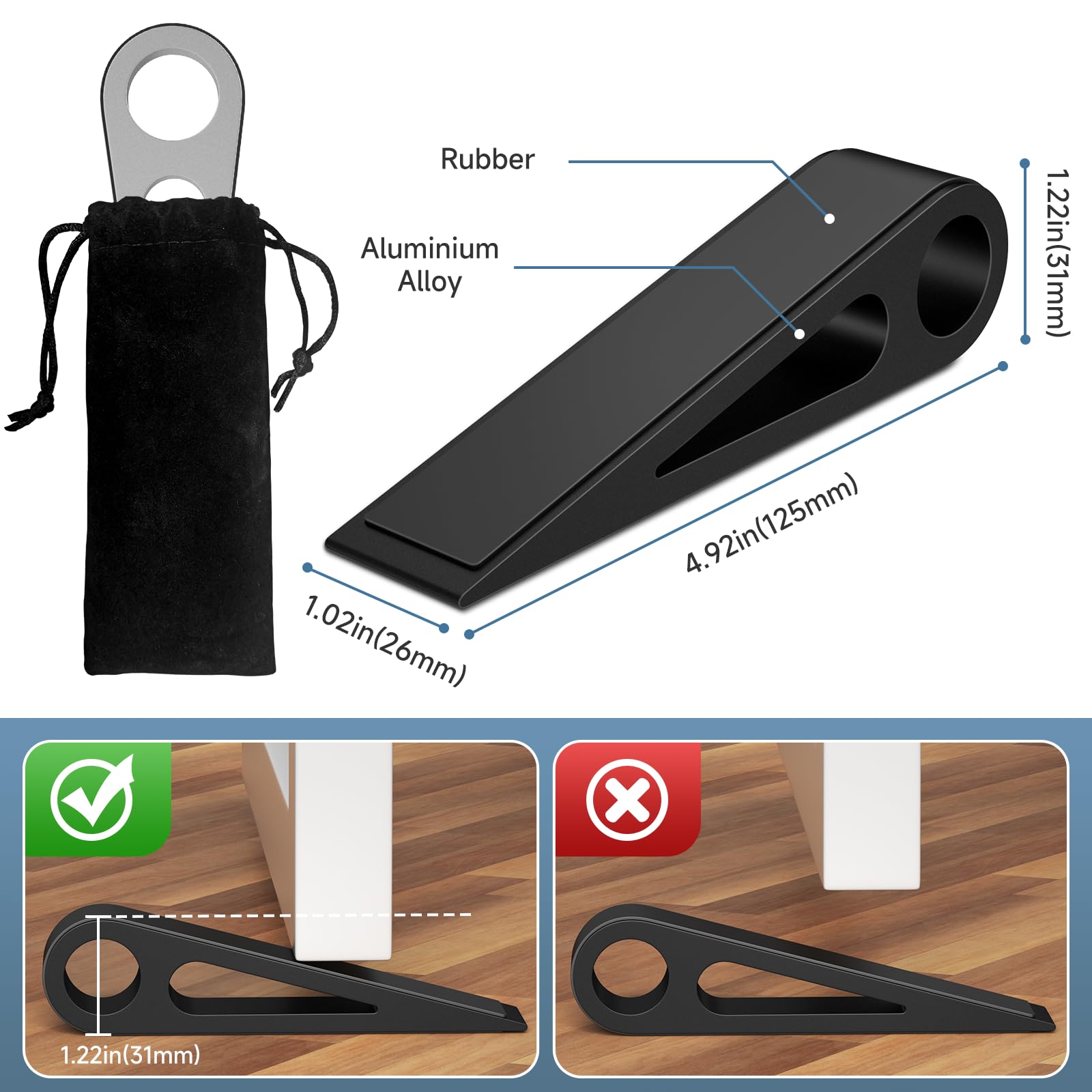 Door Stopper, Heavy Duty Door Wedge Holder Blocker for Bottom