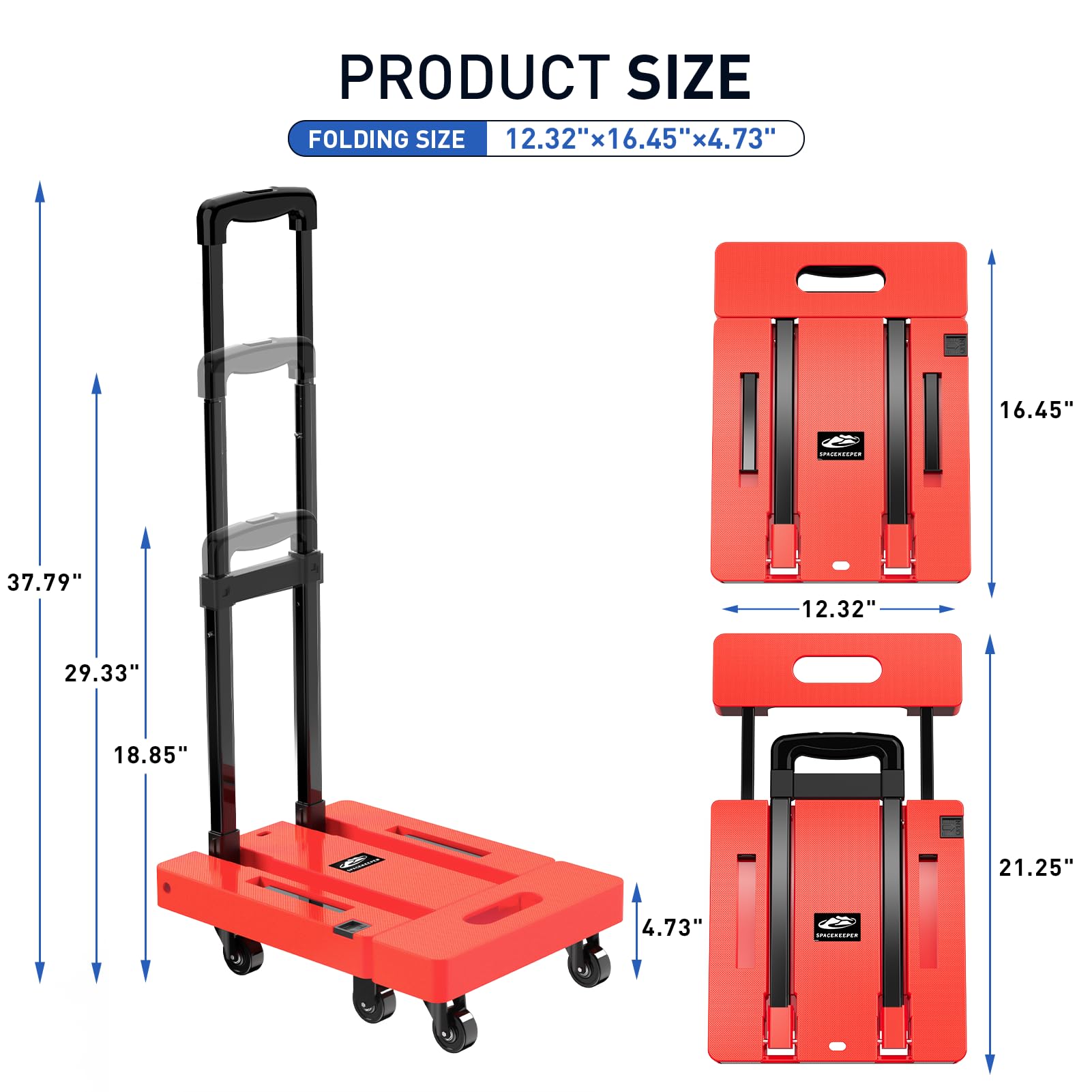 Folding Hand Truck, 500 LB Heavy Duty Luggage Cart