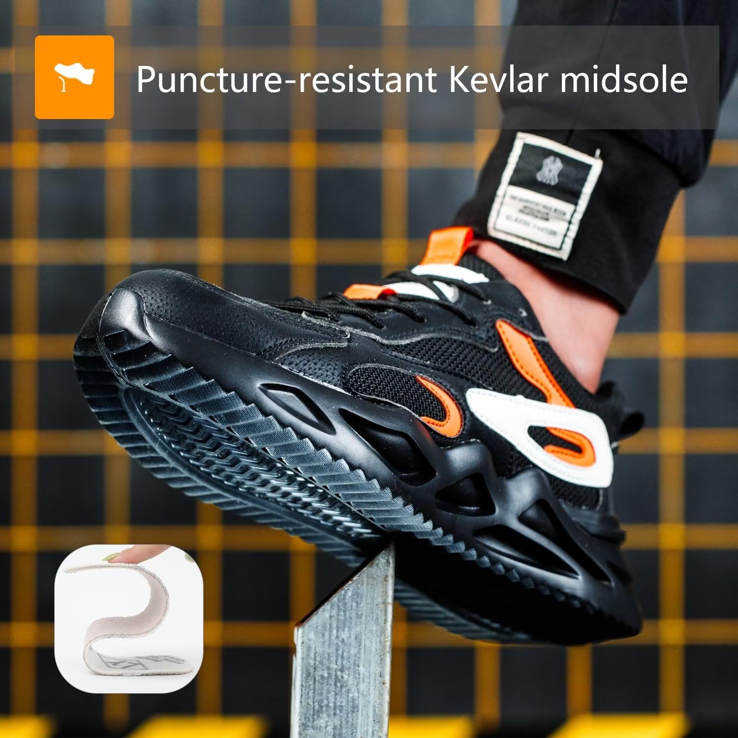 [1 Pair] Steel Toe Shoes, Work Safety Lightweight Slip Resistant