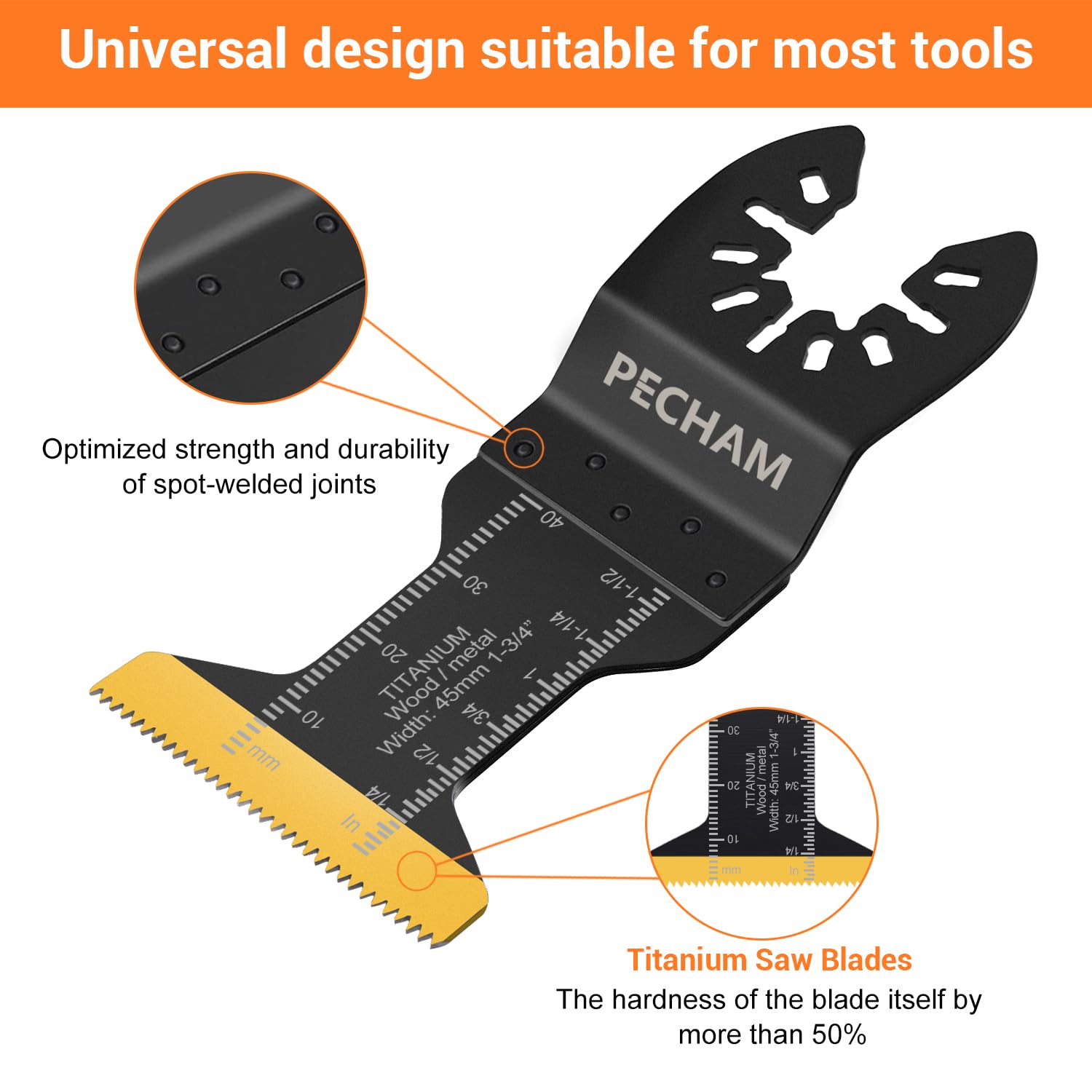 PECHAM 4 / 11/ 24 PCS Oscillating Multi Tool Saw Blades, Carbide Multitool Blades Heary Duty for Hard Material, Metal, Nails. Bolts. Screws (4)