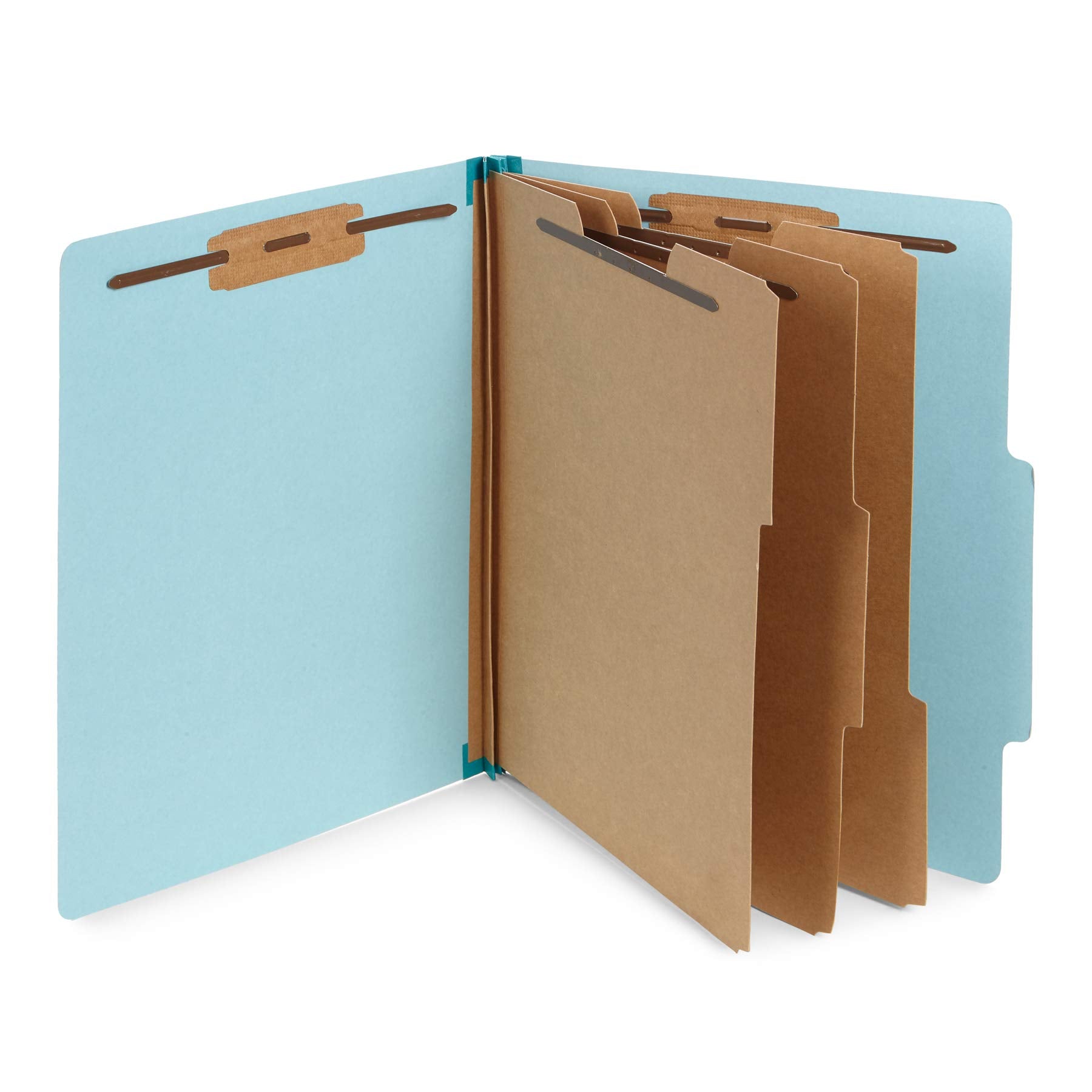 Blue Summit Supplies Light Blue Classification Folders, 3 Dividers, Letter Size with 2 Inch Tyvek Expansions, 8 Section , 10 Pack
