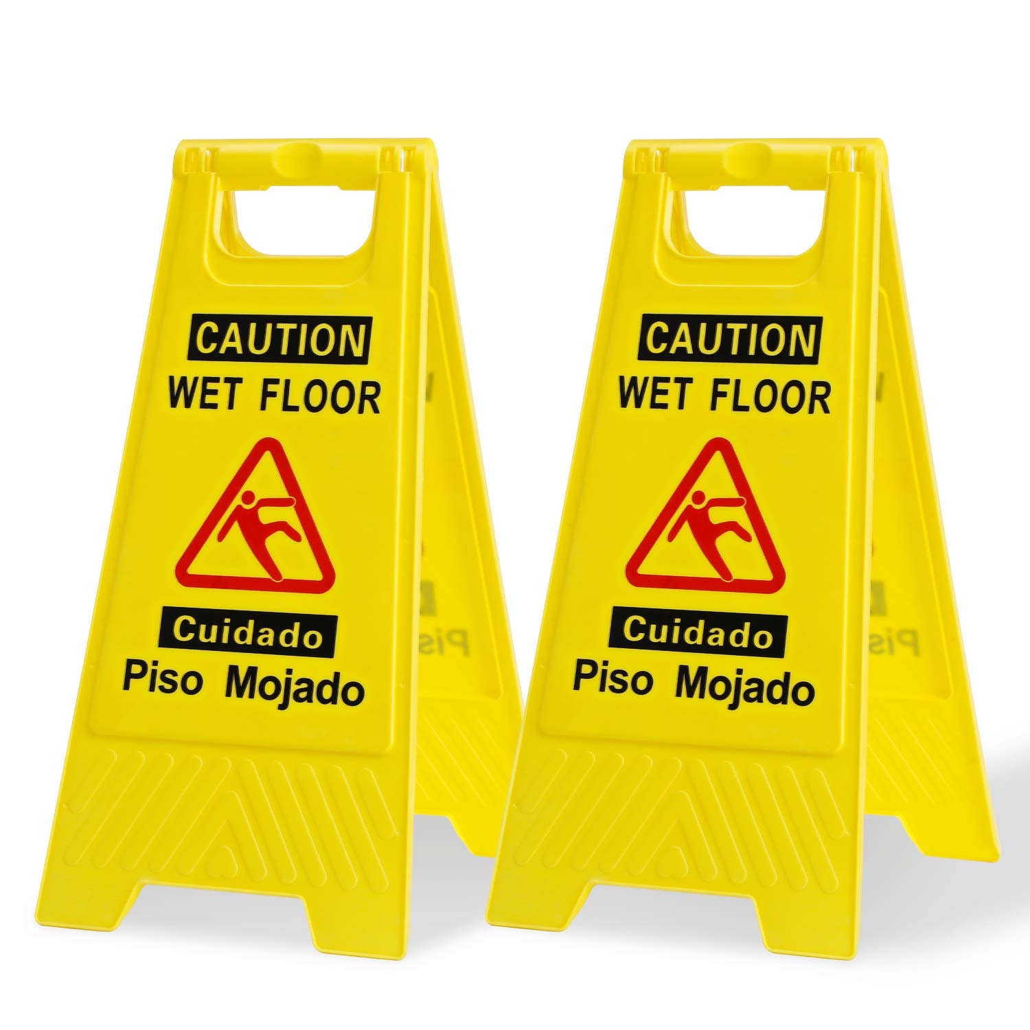 Foldable Sturdy Bilingual Safety Warning Wet Floor Sign - 2/4/6 Pack