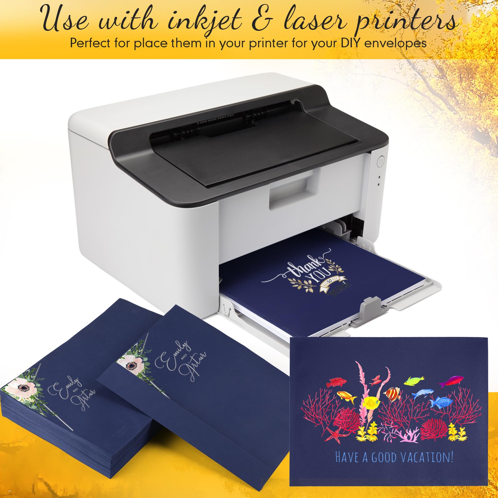 [100 Pack] Booklet Envelopes 9 x 12 Open End Envelope 80 lb 120gsm (Black & Navy Blue)