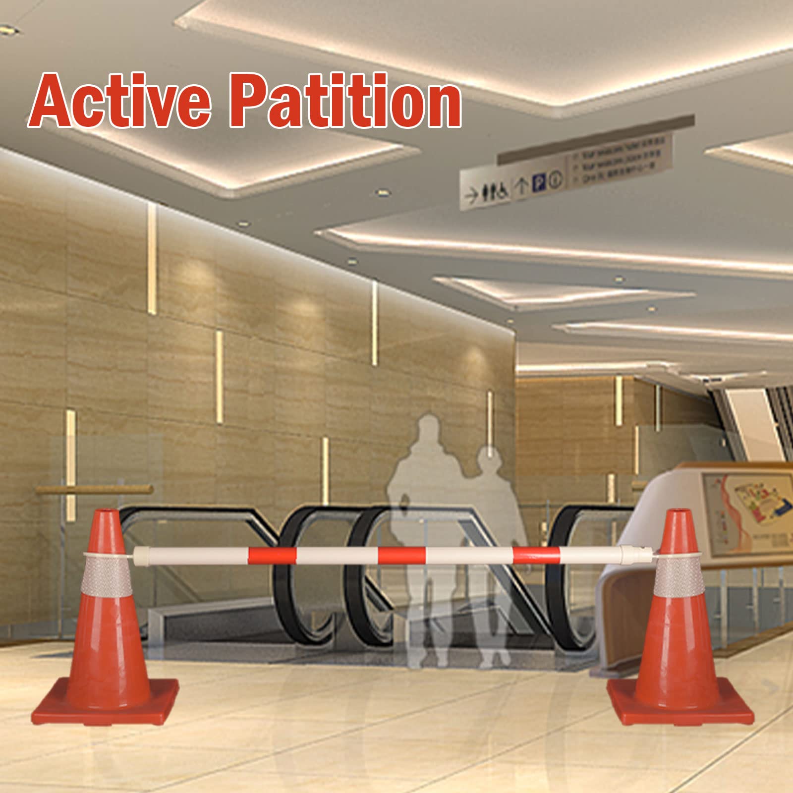 [6 Packs] Traffic Cone Bars, Retractable, Expandable from 4ft to 7.2ft