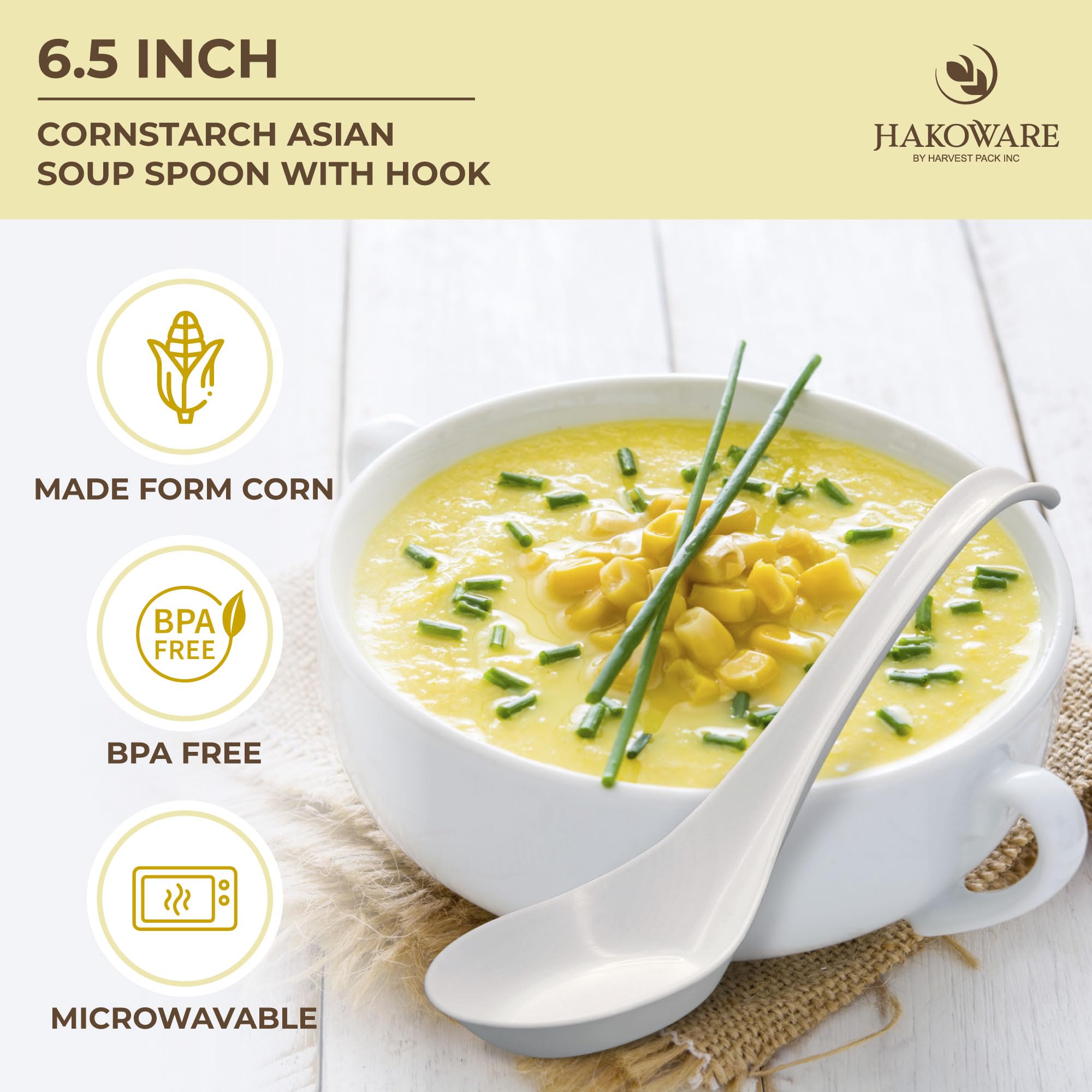 [600 PCS] Disposable Large Asian Soup Spoons with Hook