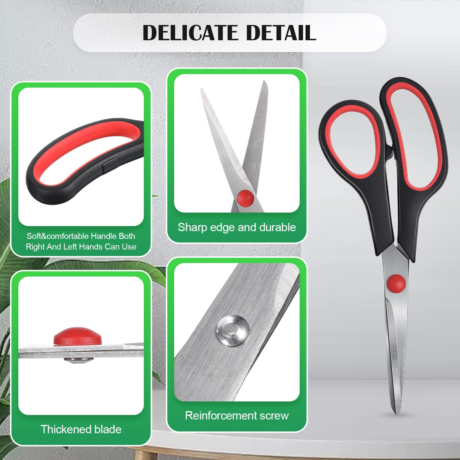 50 Pack Multipurpose Scissors Bulk (Blue, Green, Red, Black, 7.5 Inch)