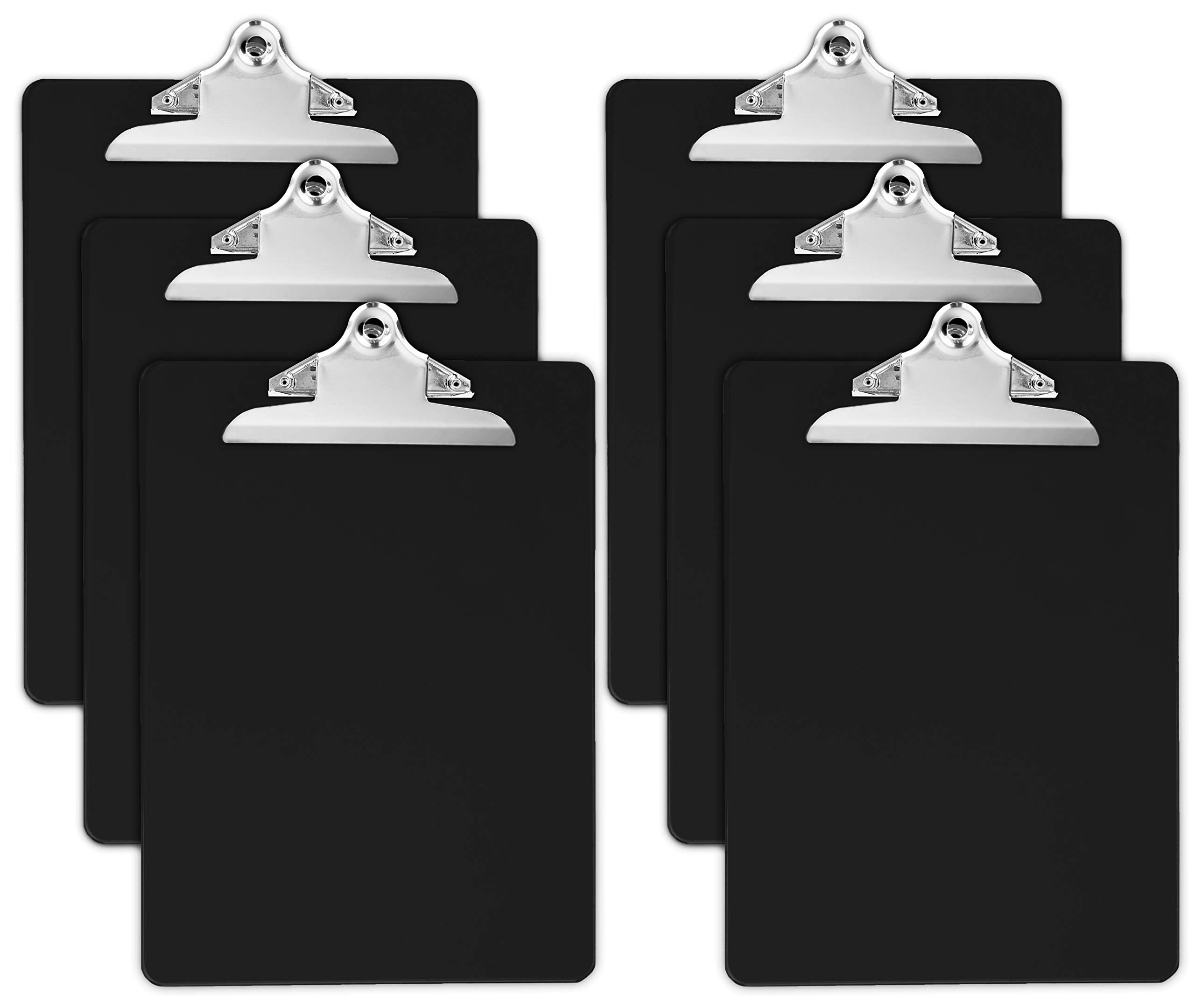 Black Plastic Clipboards (Set of 6 or 12) Multipack - 12.5x9 Inch Clipboard Holds 100 Sheets