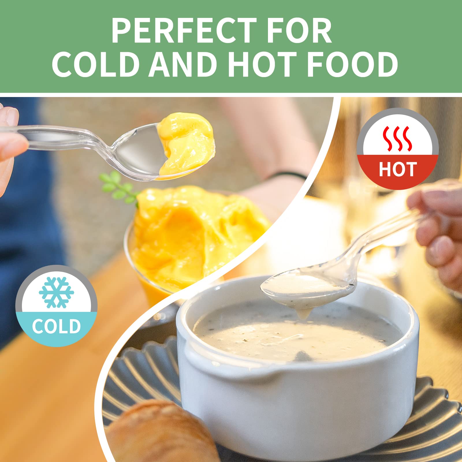 [100 PCS] Clear BPA FREE Plastic Spoons, Heavyweight