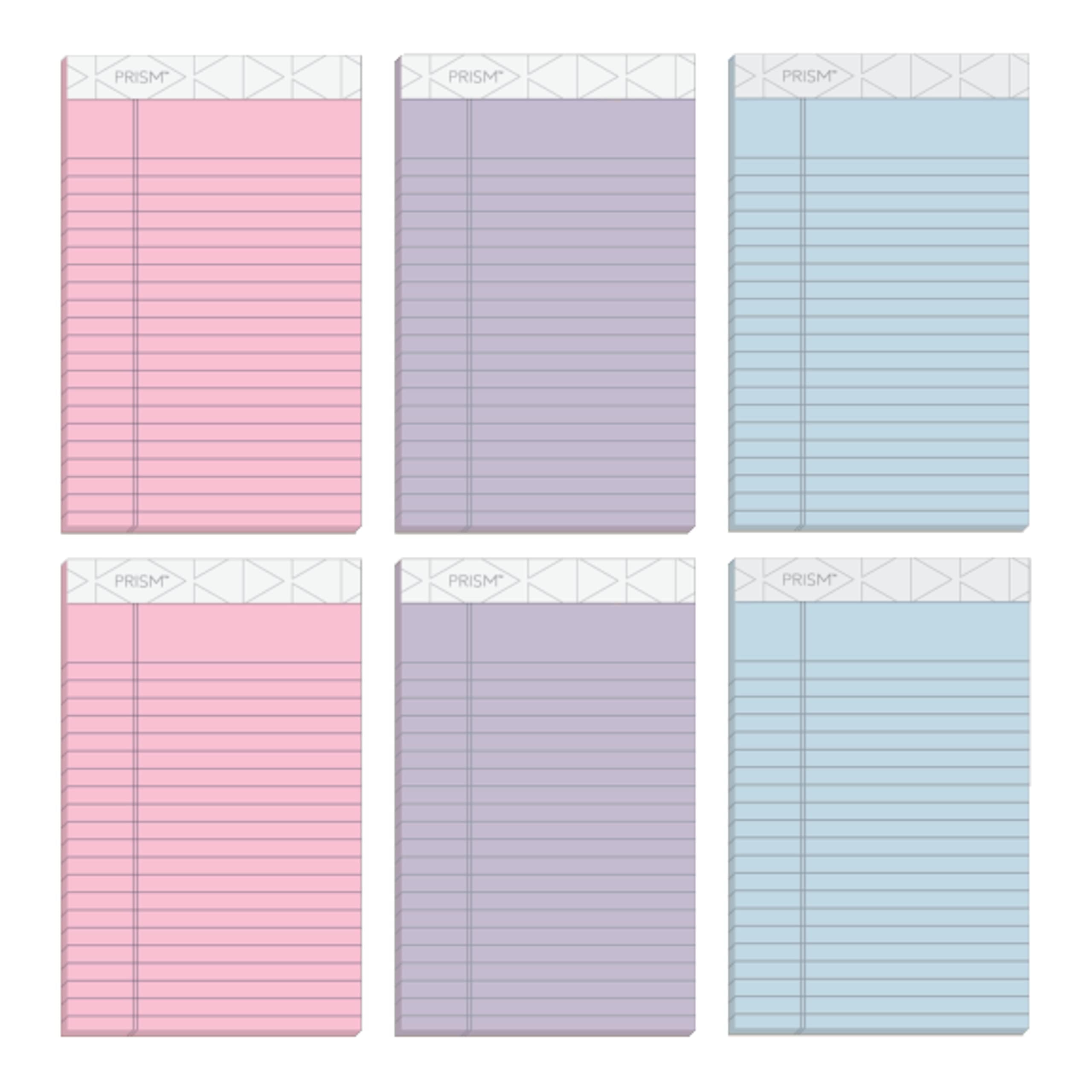 [6 Pack] TOPS 5 x 8 Legal Pads, Prism Brand, 2 Pink/2 Blue/2 Purple