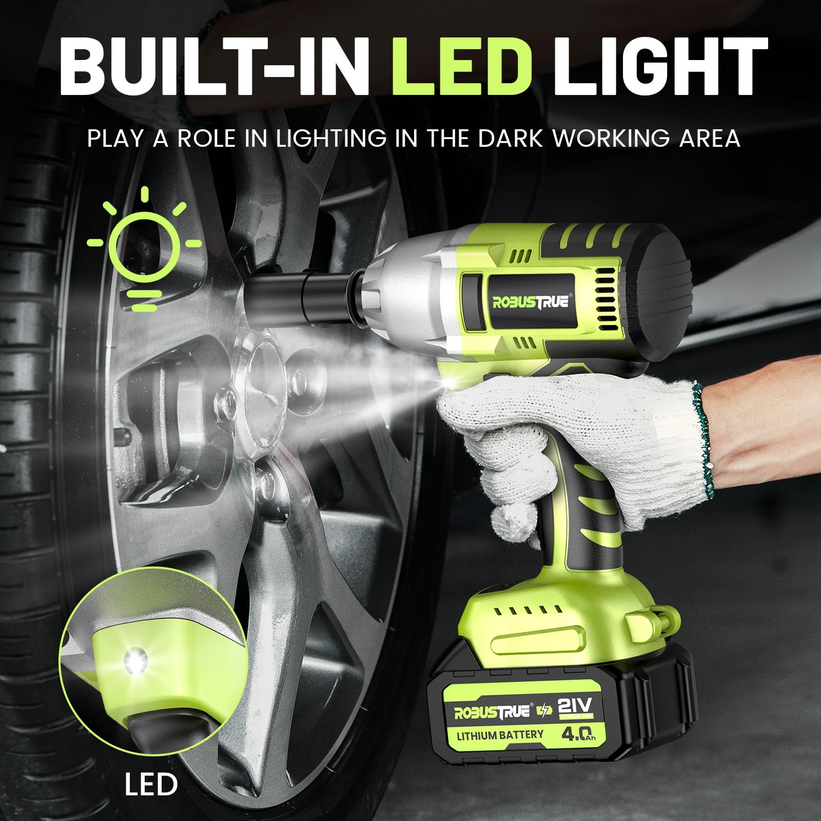 Robustrue Cordless Impact Wrench, Brushless 1/2 inch Impact Wrench