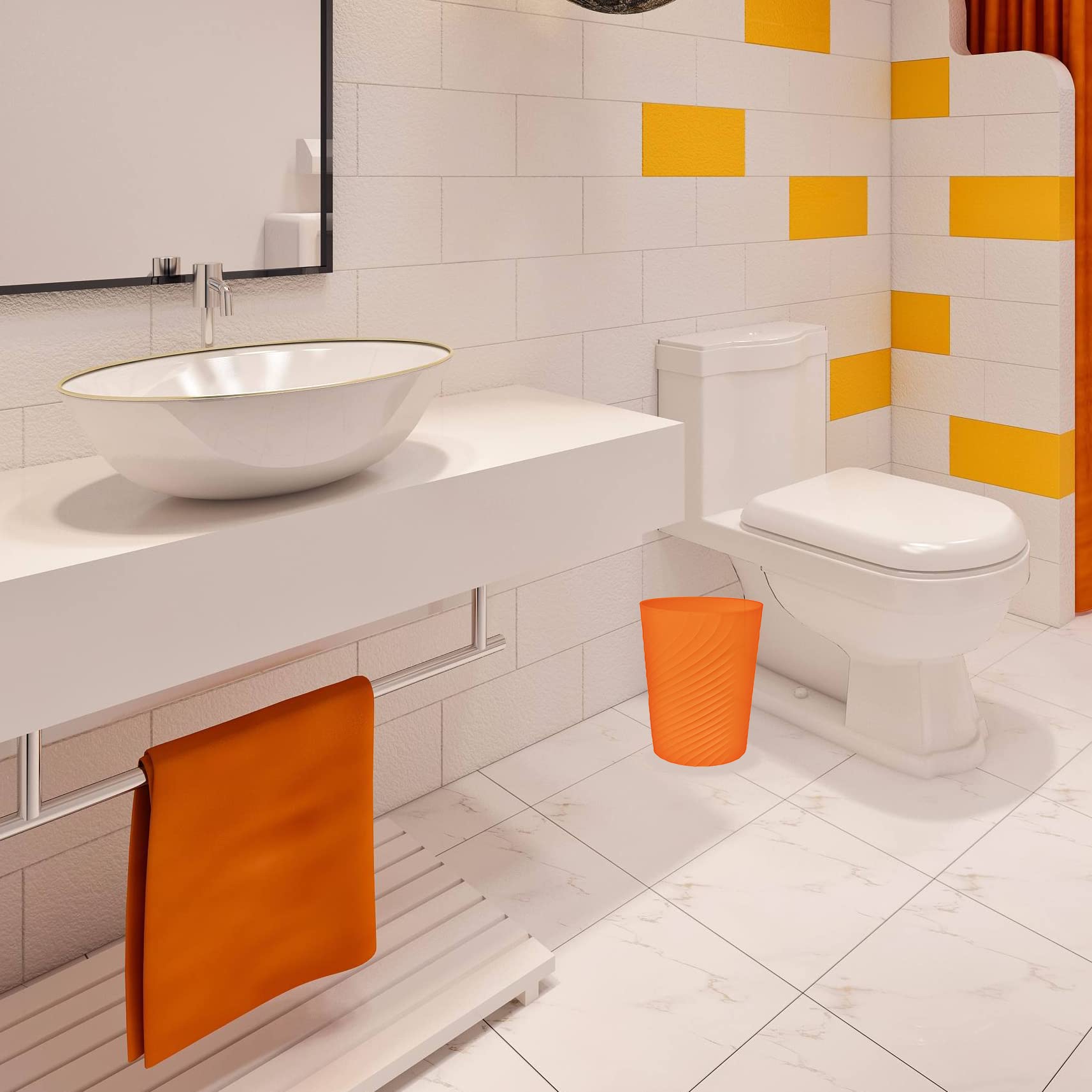 1.8 Gallon Small Trash Can Wastebasket Recycling Bin Slim Profile