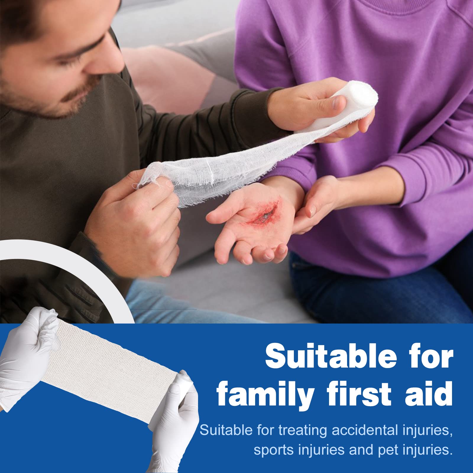 12 /20/30/90 Pack Gauze Rolls Bandages, 4 in x 4.1 Yards, Premium Medical Supplies & First Aid Supplies, Bandage Wrap Vet Wrap, Mummy Wraps