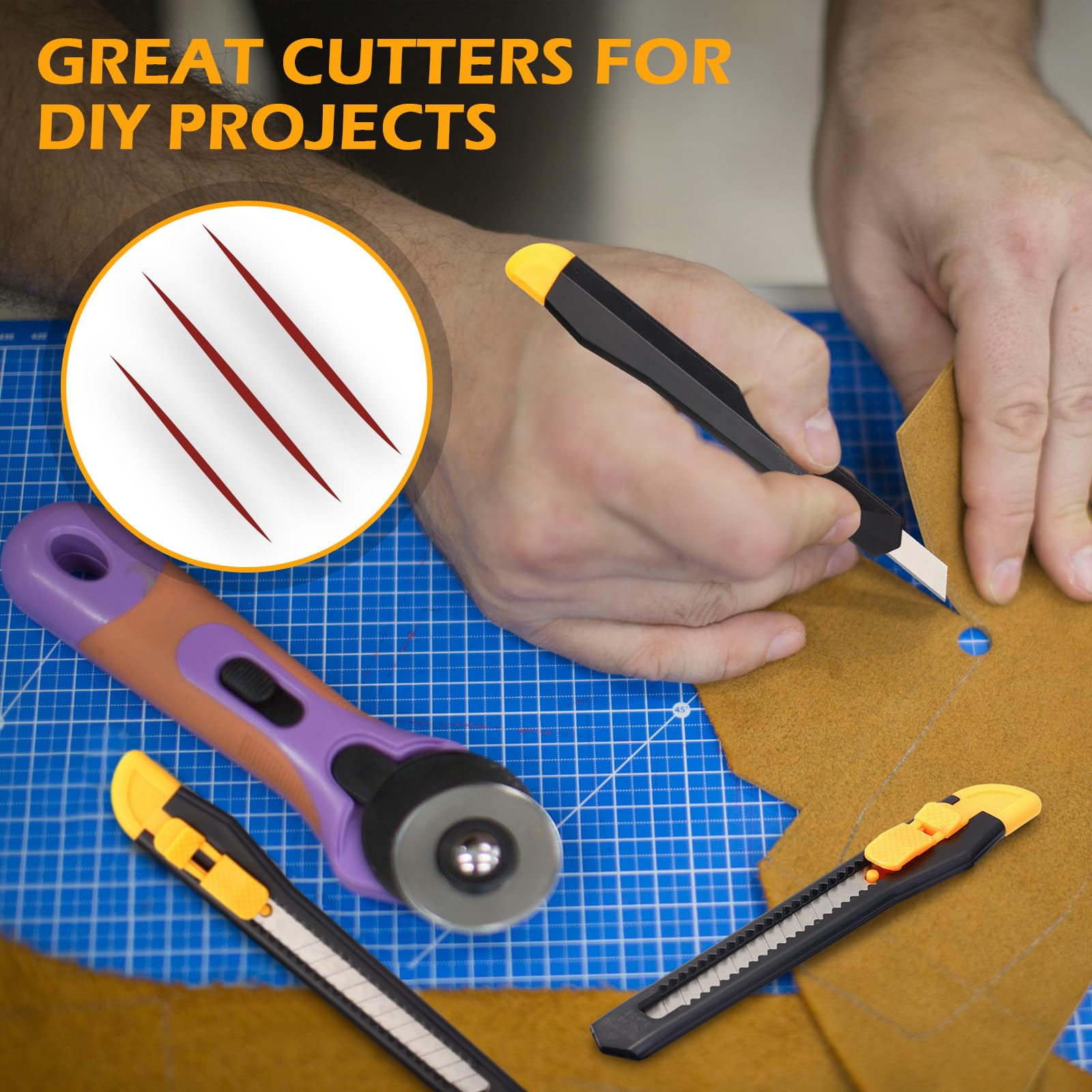 300 Pcs Box Cutters Retractable Utility Knife 9mm Wide Blade Cutter