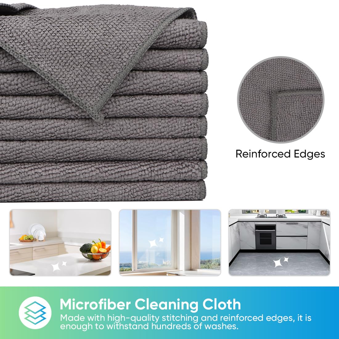 Microfiber Cleaning Cloth, 11.5X11.5 inch, 8/12/35/50/100 Pack