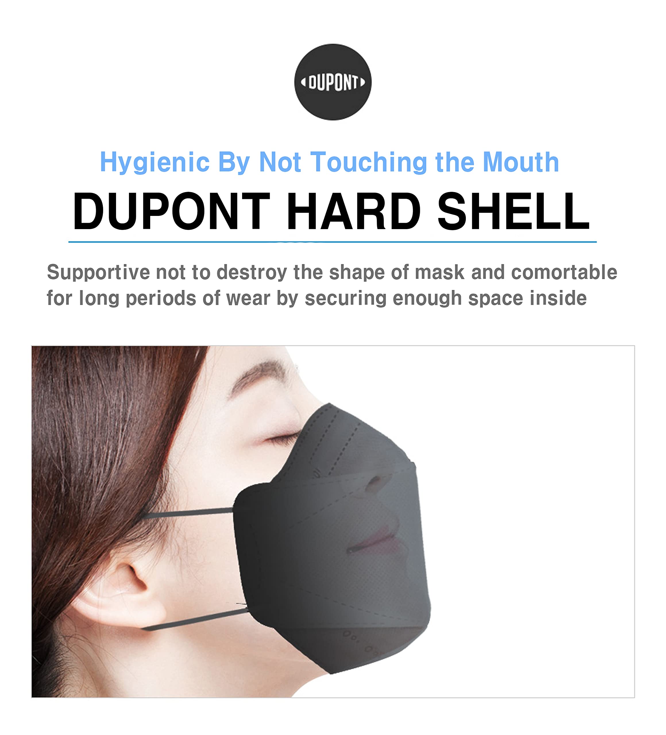 [25 Packs] Made in KOREA Premium KF94 Micro Dust Protection, Individually Packaged Black Face Mask, Large