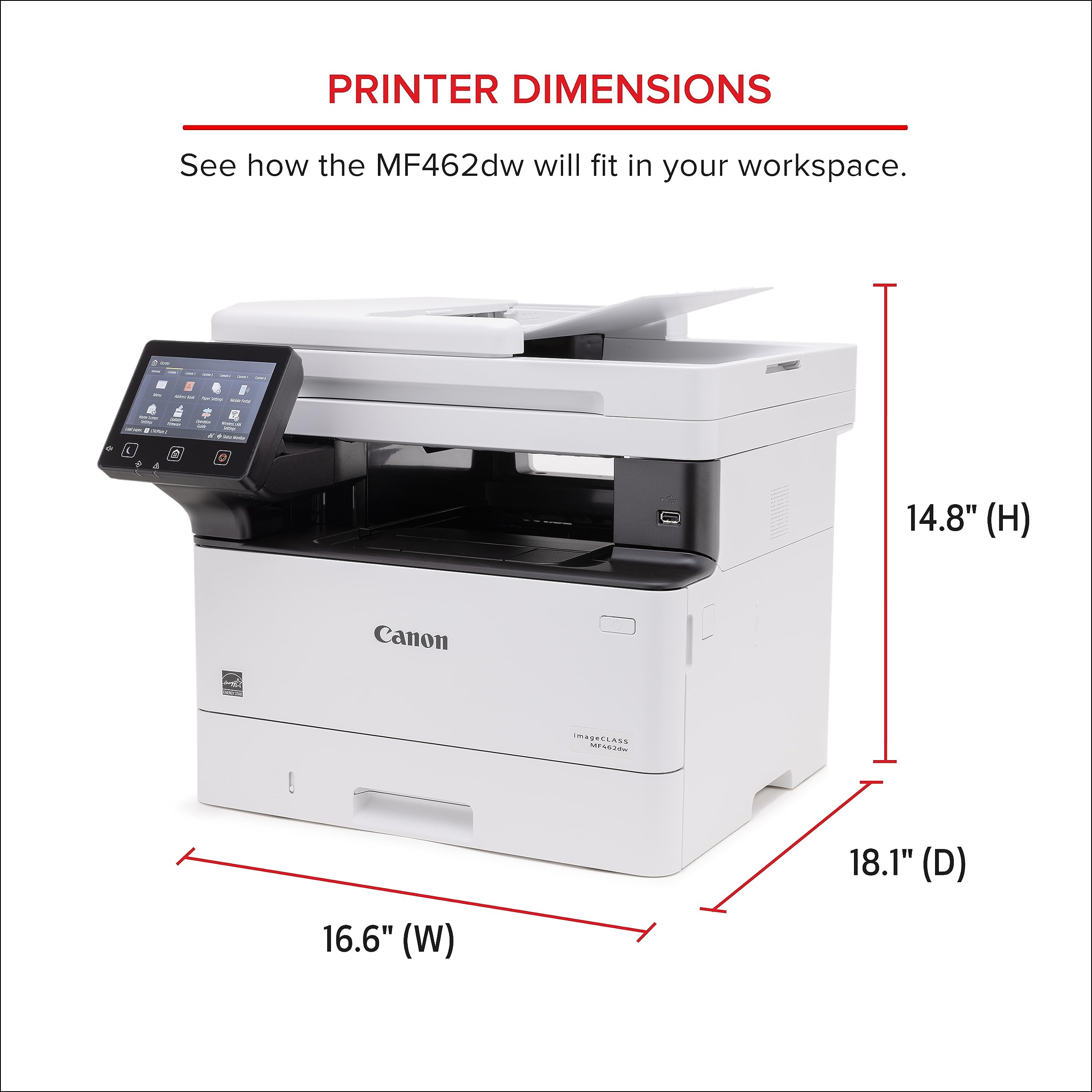 Canon imageCLASS MF462dw All in One Wireless Monochrome Laser Printer, Print, Scan, Copy & Fax, Duplex Printing