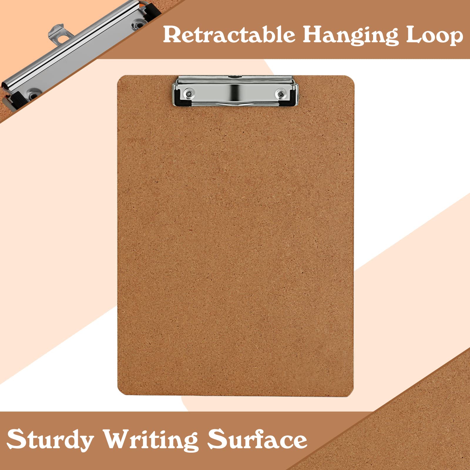 [6 & 16 Pack] Hardboard Office Clipboards, Low Profile Clip, Clip Boards 8.5x11 Standard Letter Siz