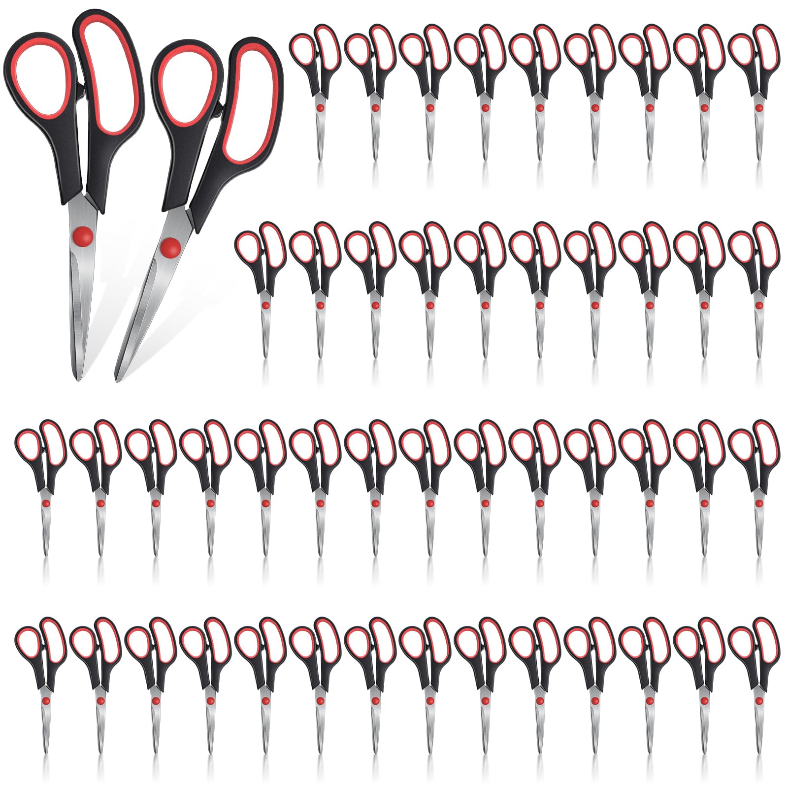 50 Pack Multipurpose Scissors Bulk (Blue, Green, Red, Black, 7.5 Inch)