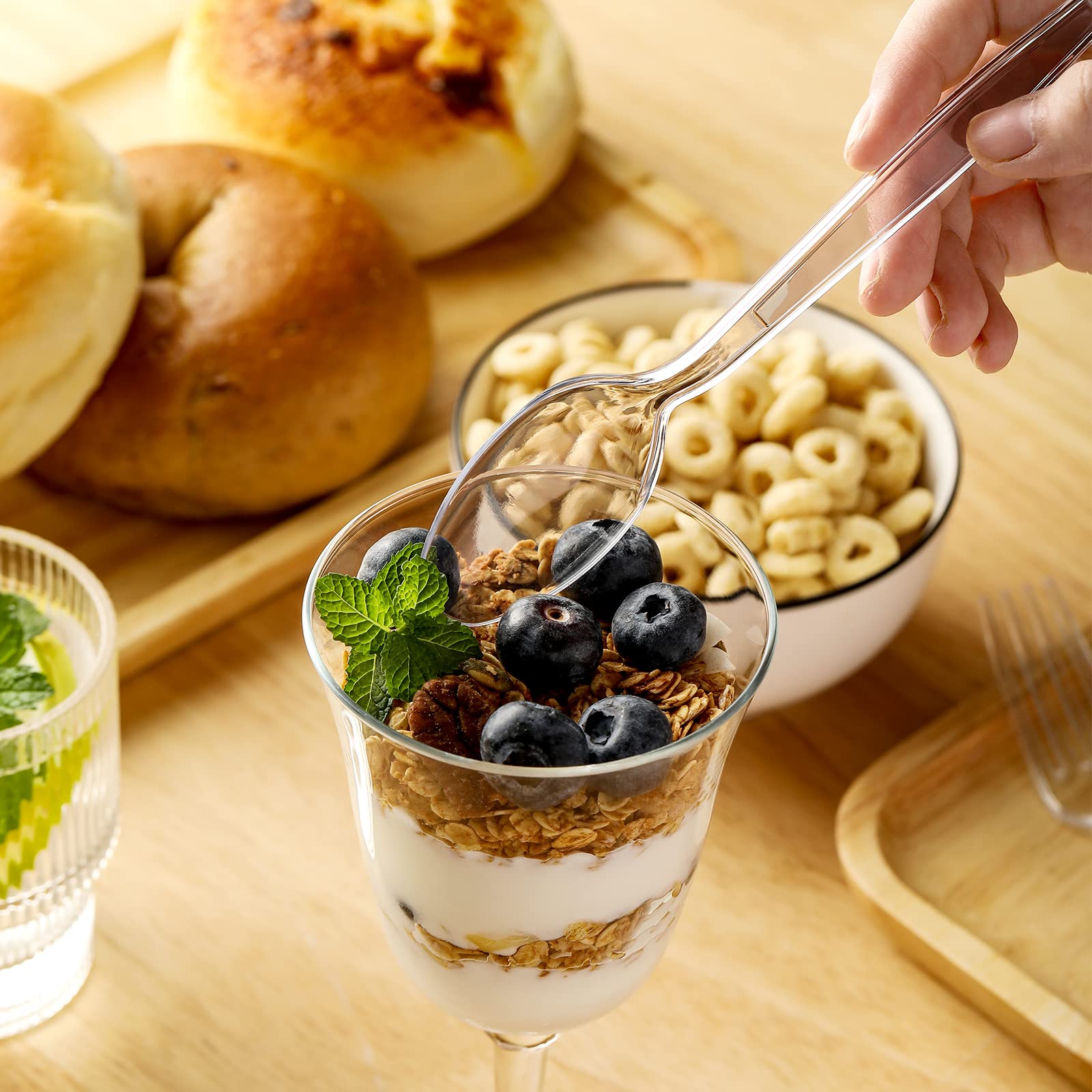 [400 PCS] Premium Disposable Clear Plastic Spoons, Heat Resistant & BPA Free