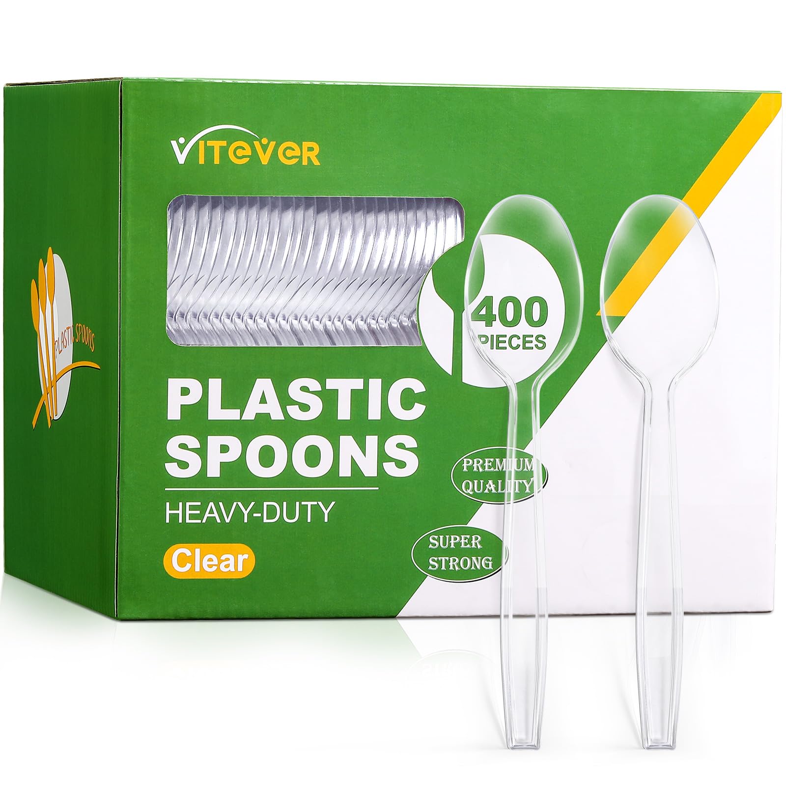 [400 PCS] Premium Disposable Clear Plastic Spoons, Heat Resistant & BPA Free