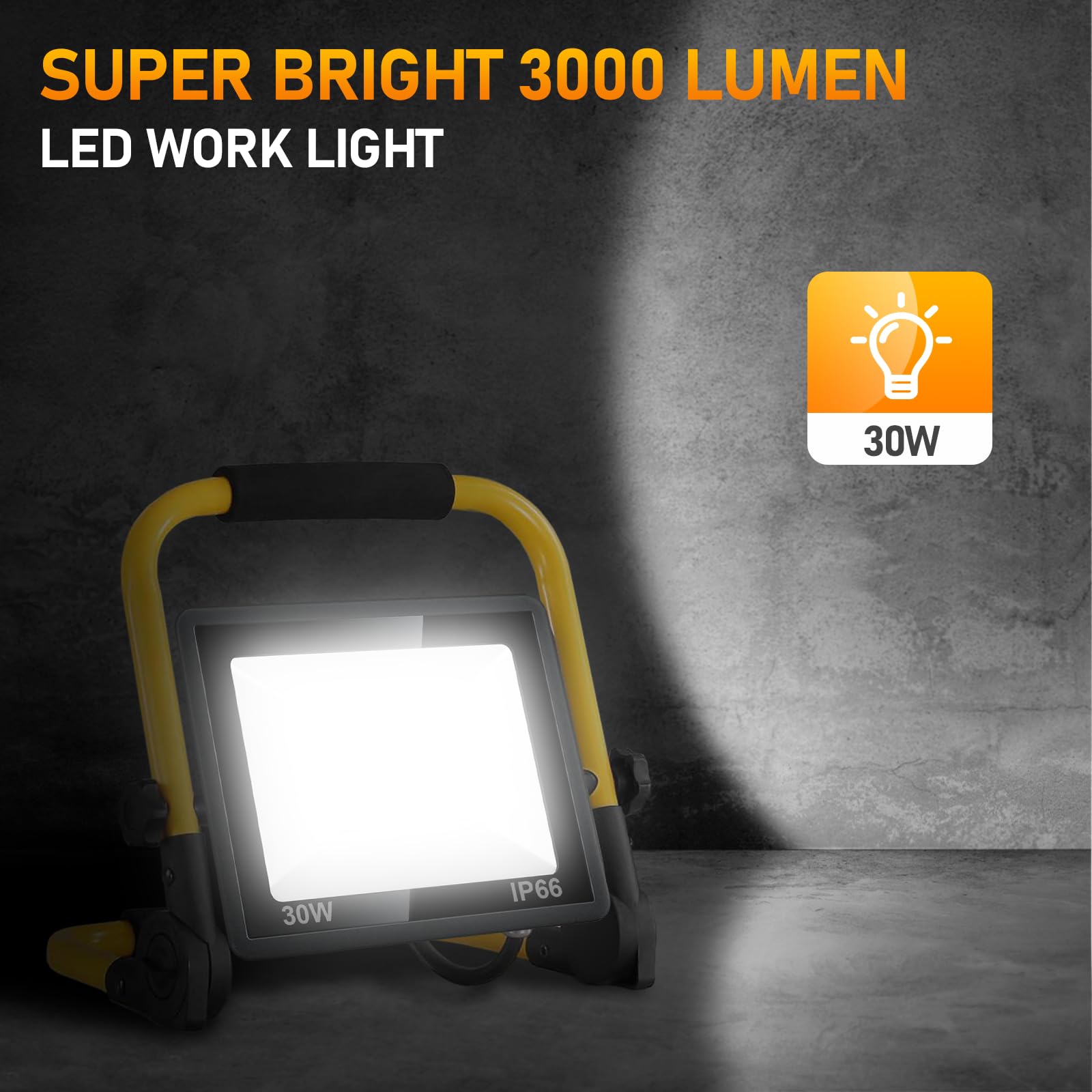 Work Lights - IP66 Waterproof Outdoor Flood Lights - Adjustable Working Lights for Job Site