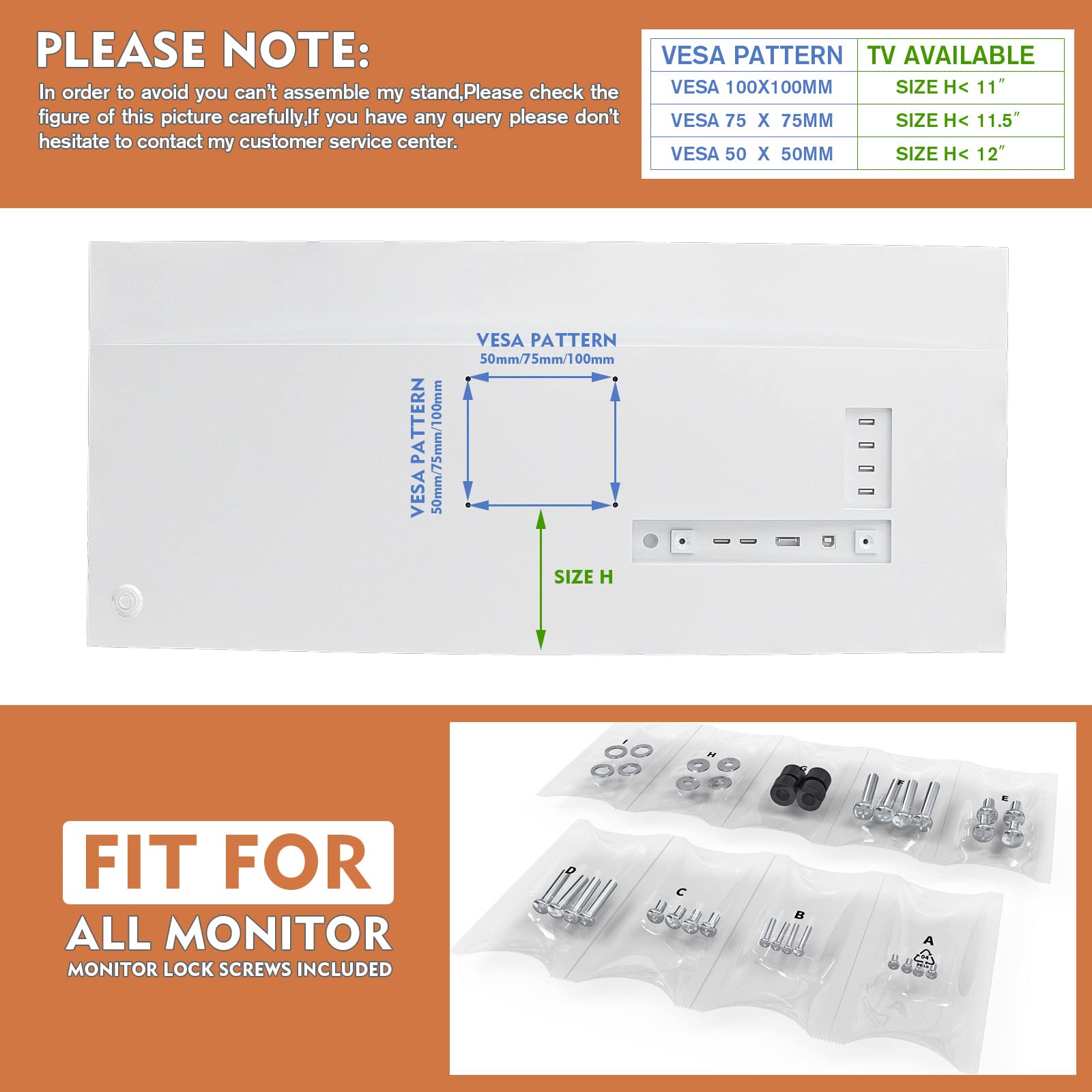 [1 PC] Single Computer Monitor Mounts, Freestanding Riser with Height Adjustable