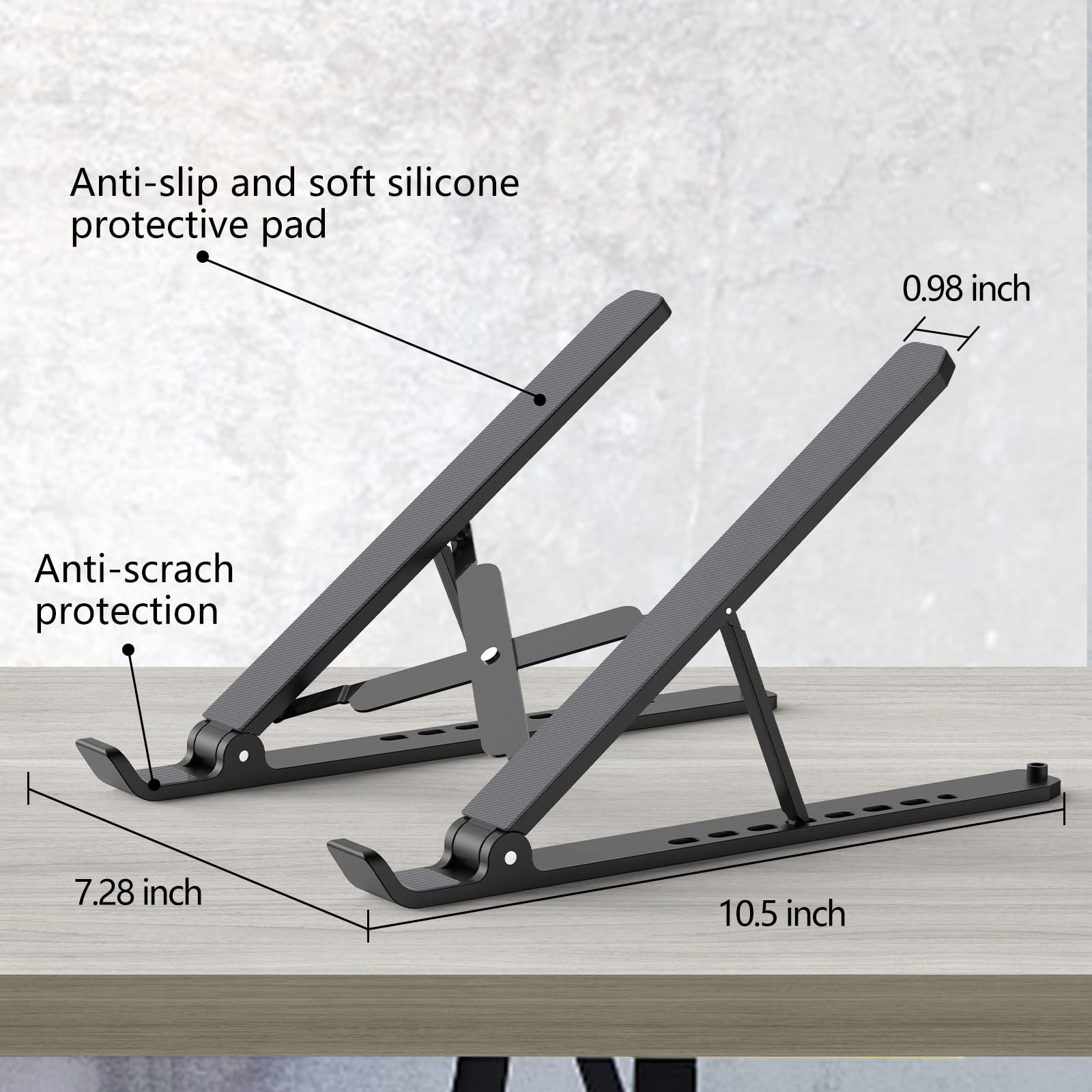 [1 PC] Laptop Stand for Desk, Adjustable Riser, Foldable & Portable Laptop Holder