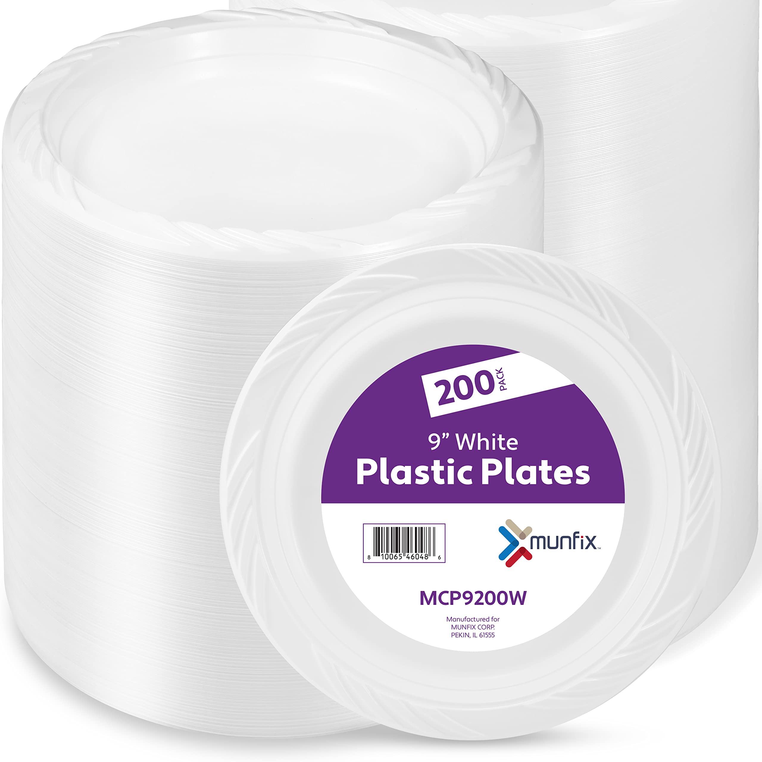 [200 PCS] 9 Inch Plastic Dinner Plates, Disposable, Microwavable, Recyclable