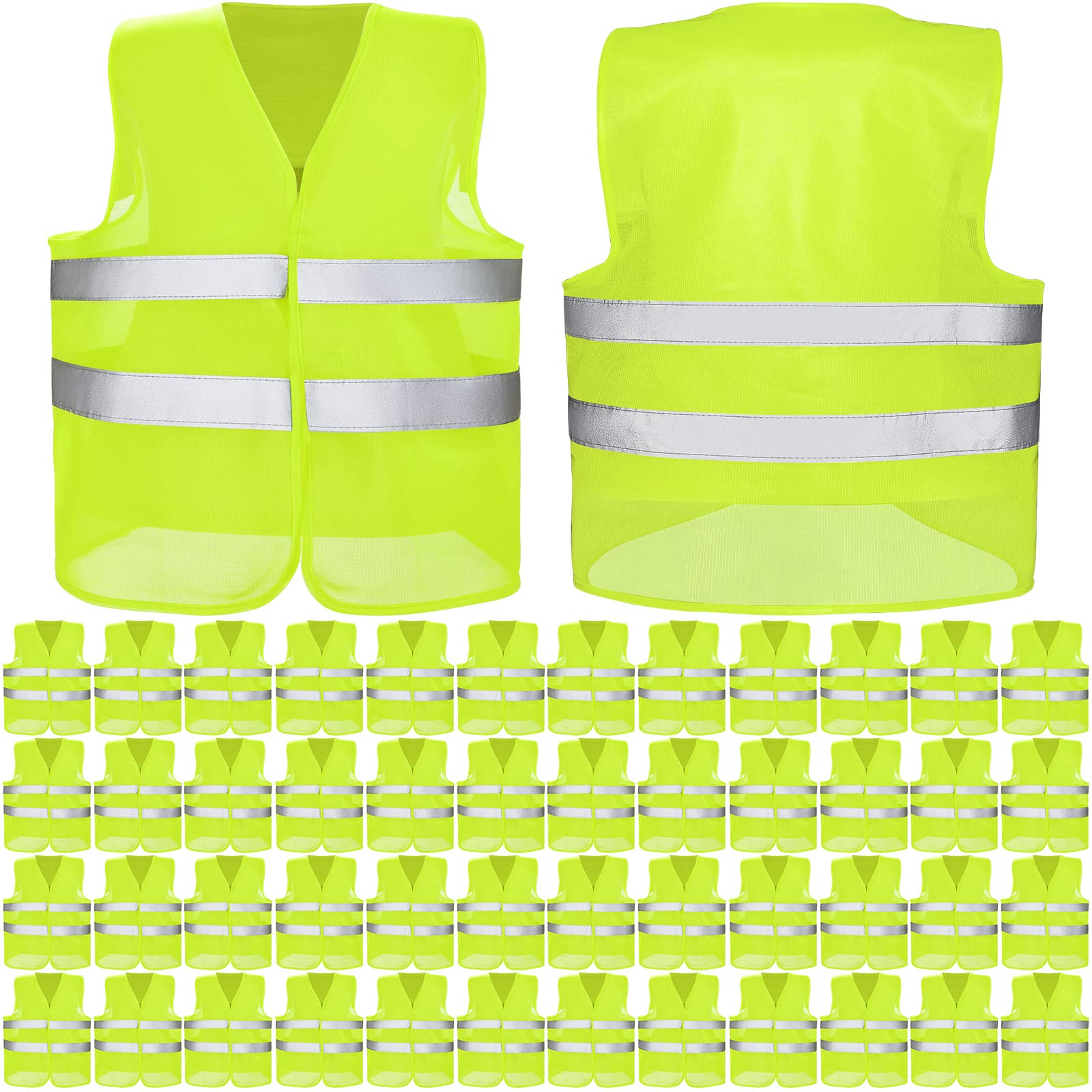 [15 / 30 / 40 / 50 /80 Packs] High Visibility Safety Vest Bulk Reflective Mesh Security Vest