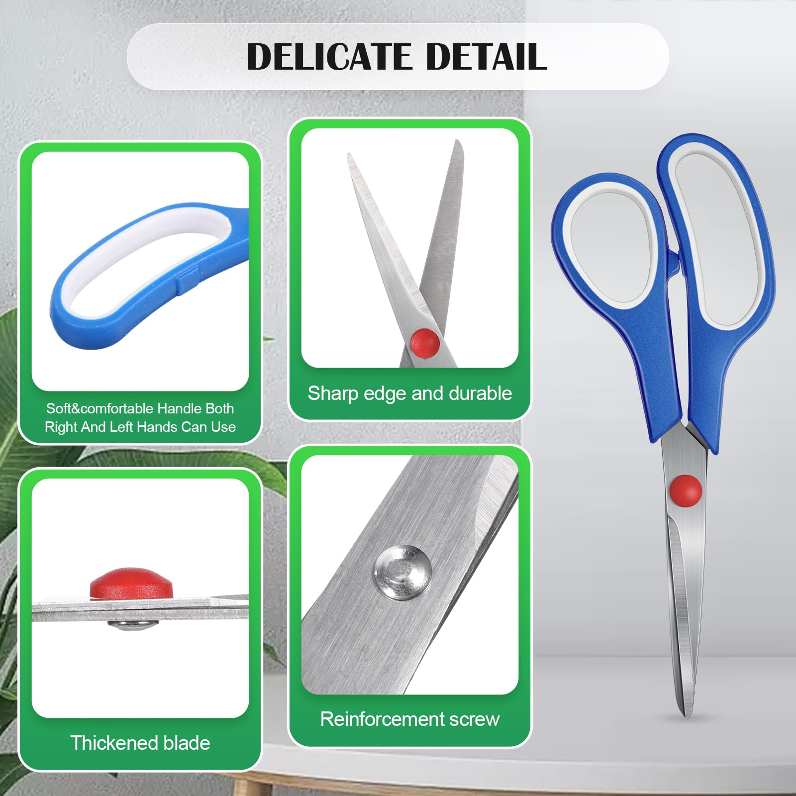 50 Pack Multipurpose Scissors Bulk (Blue, Green, Red, Black, 7.5 Inch)