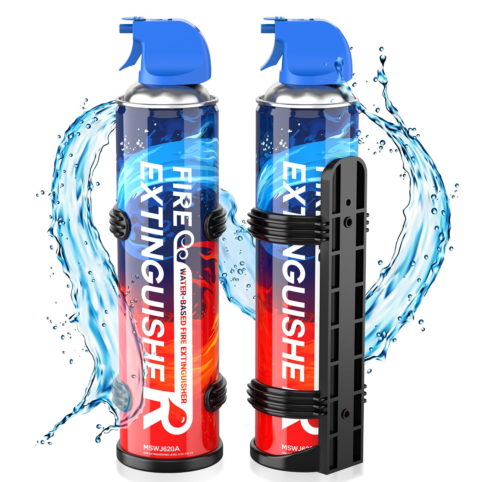 6-in-1 Small Portable Fire Extinguisher 680ml, Non-Toxic, Easy Clean with Wall Mount