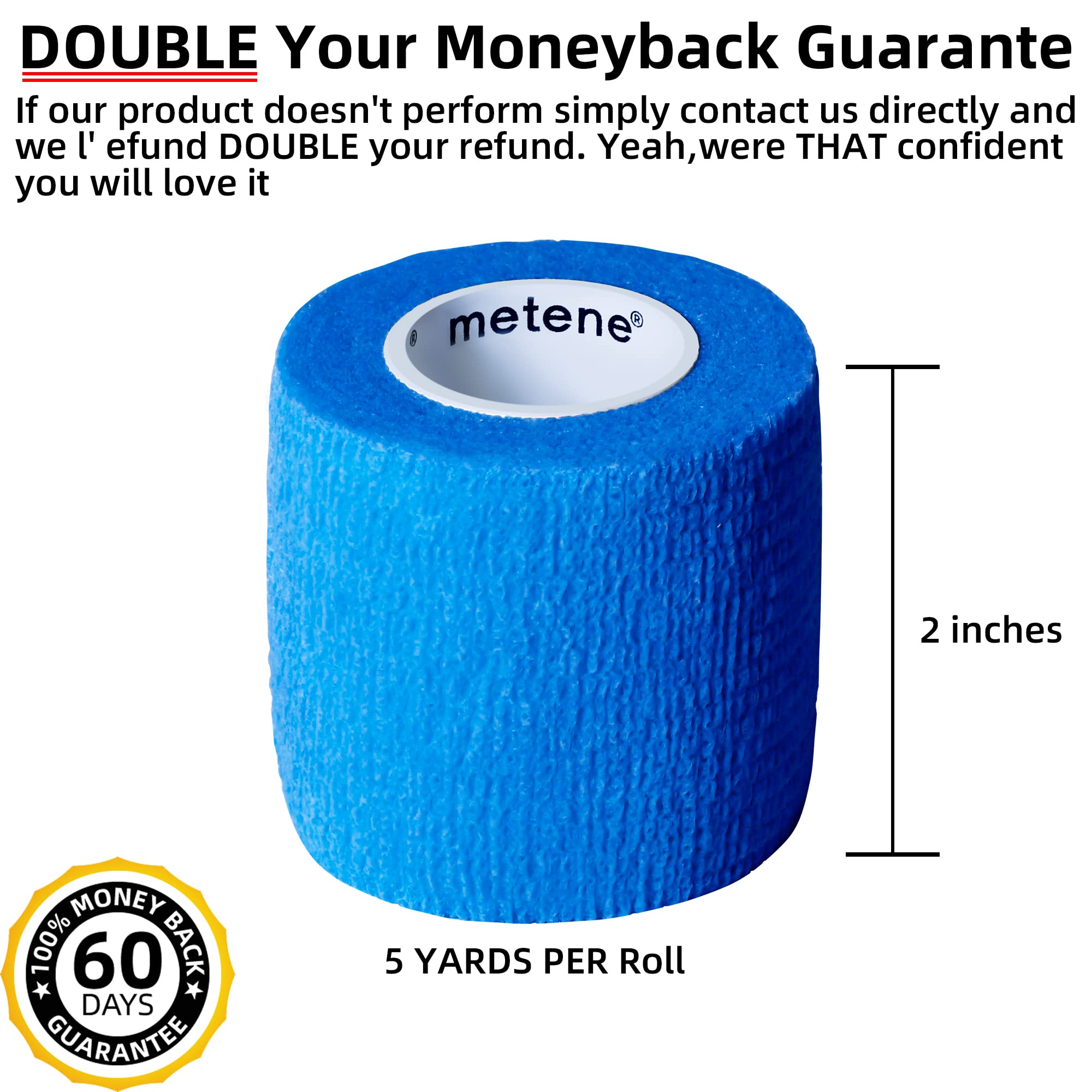 [12 Pack] Metene Self Adhesive Bandage Wrap, Athletic Tape 2 Inches X 5 Yards