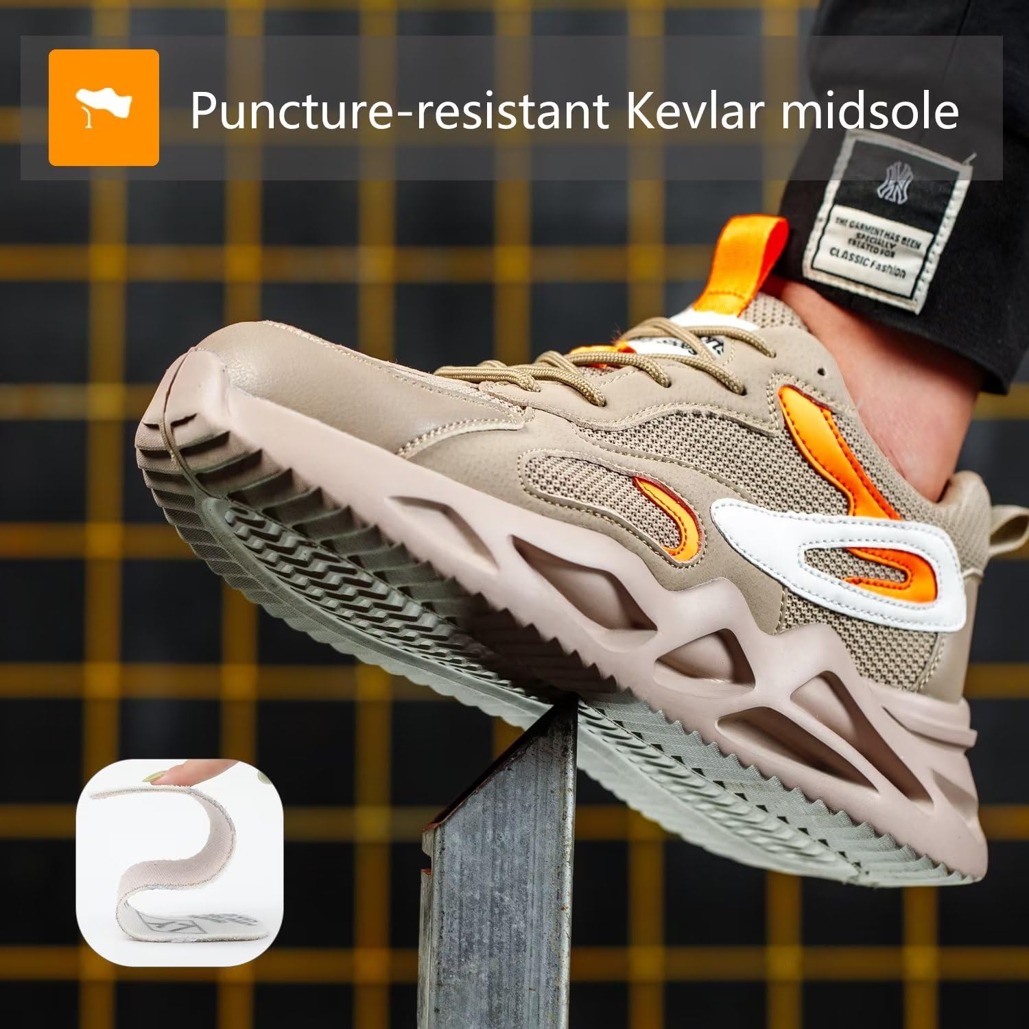 [1 Pair] Steel Toe Shoes, Work Safety Lightweight Slip Resistant