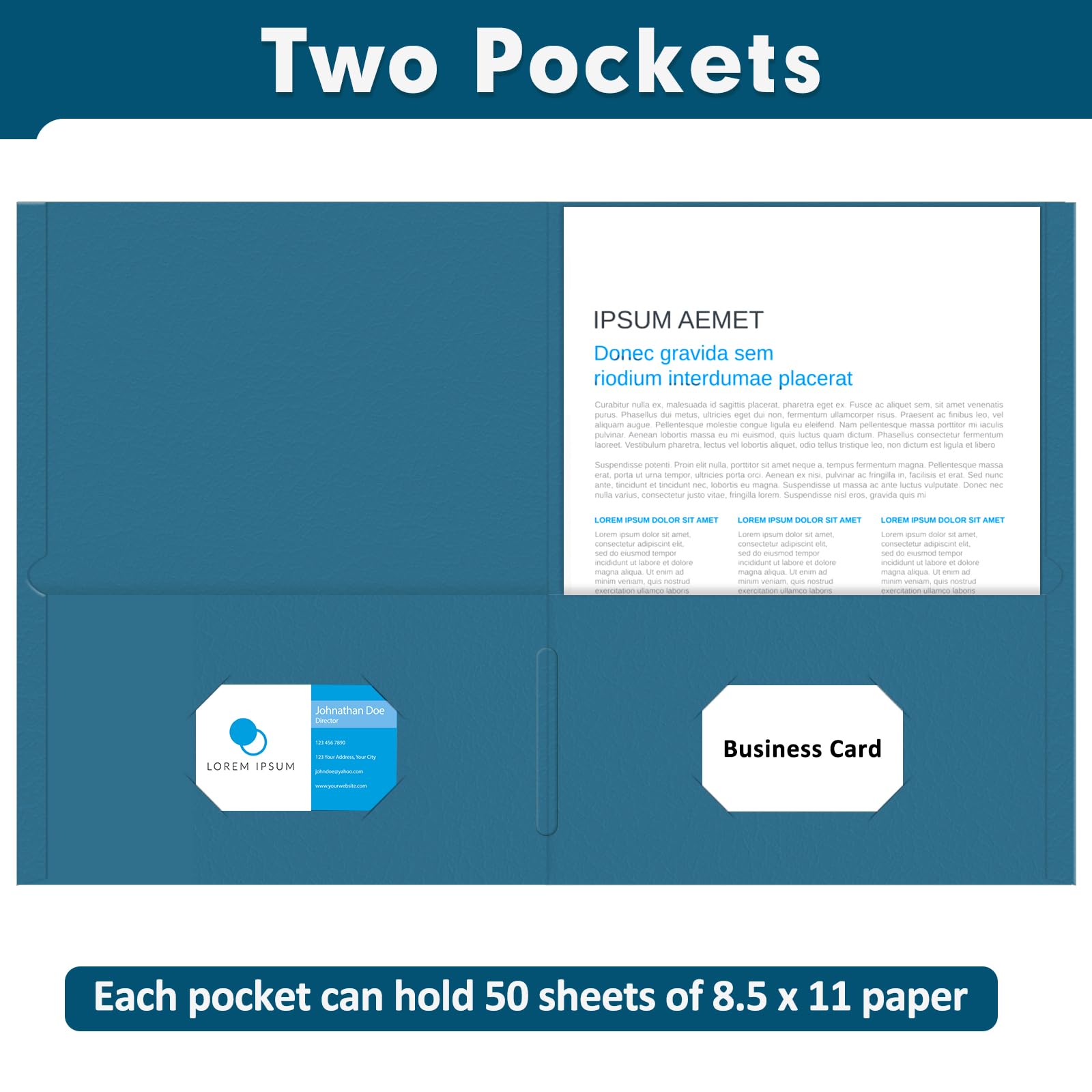 [50 Pack] Two Pocket Folders, Letter Size Paper File Folder