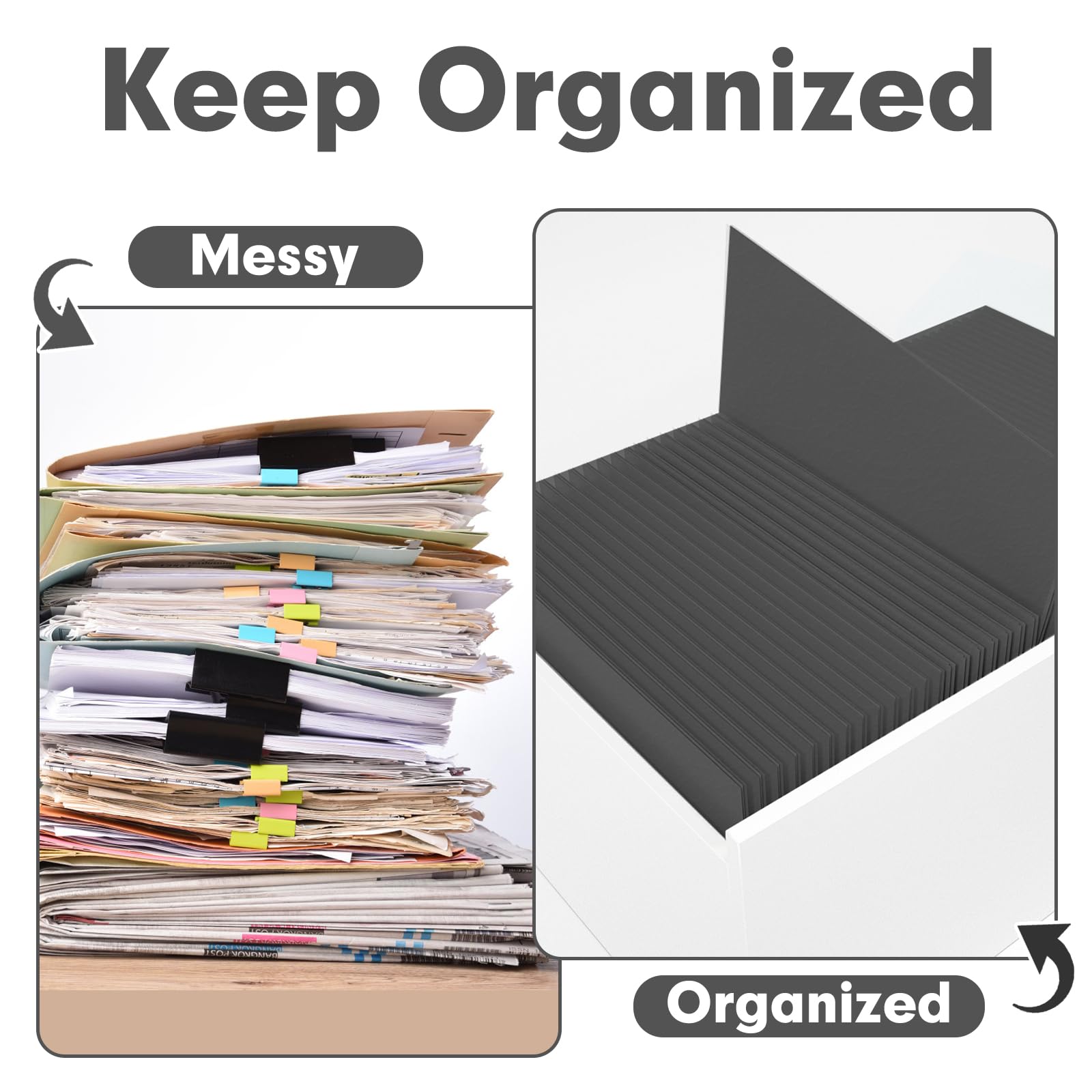 [50 Pack] Two Pocket Folders, Letter Size Paper File Folder, Black