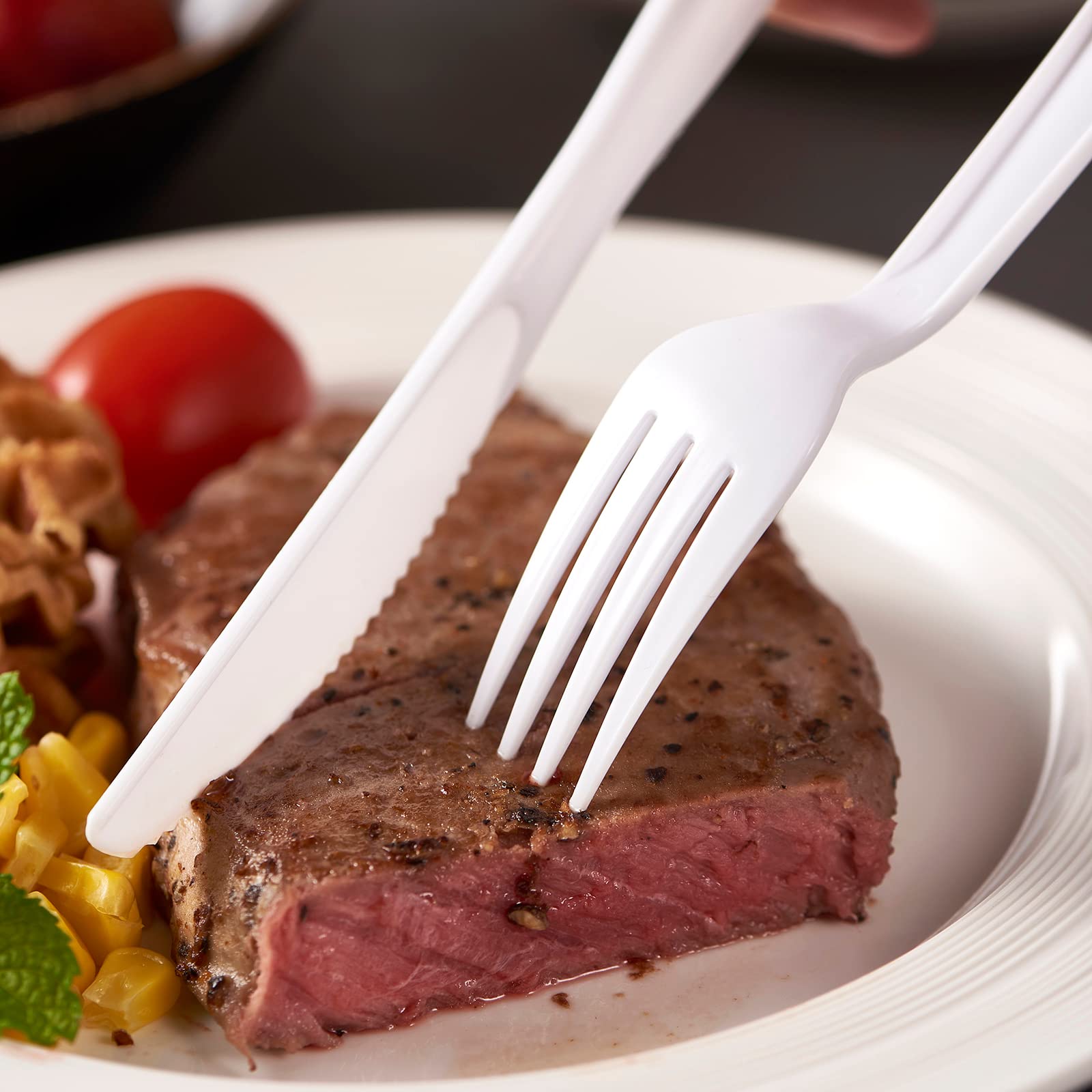 [500 PCS] Heavy Duty White Plastic Forks, Disposable