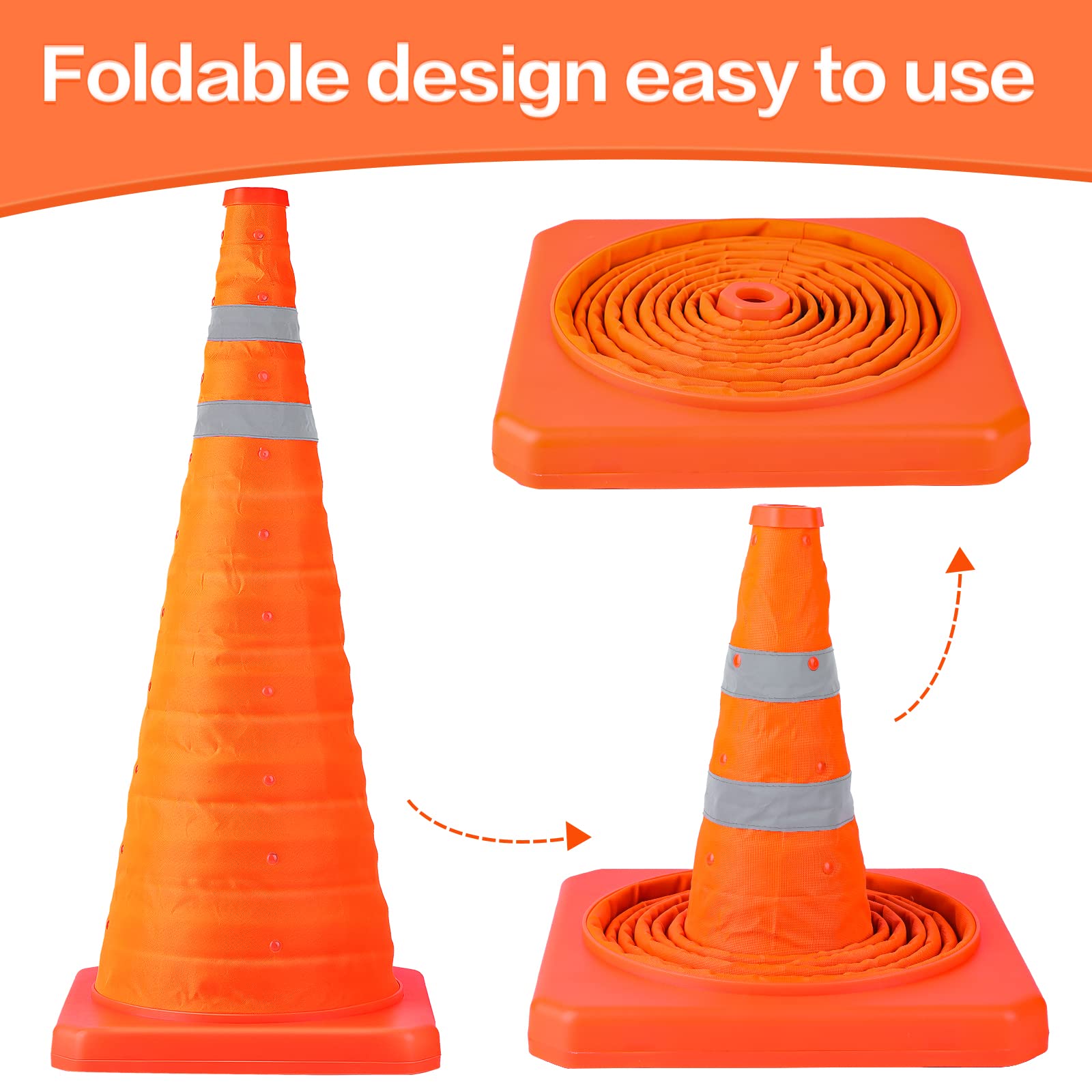 [1 / 3/ 6 / 10 /12 Packs] Collapsible Traffic Safety Cones