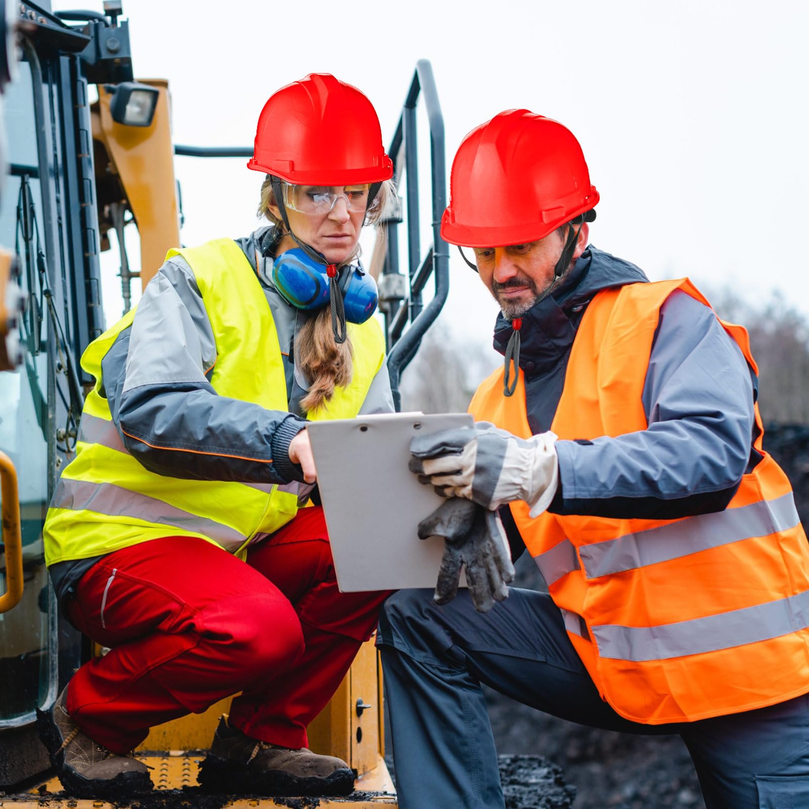 [10 Pcs] Suspension Hard Hat for Construction, Ratchet Cap Style w/ Self Adjusting Straps for Man & Woman