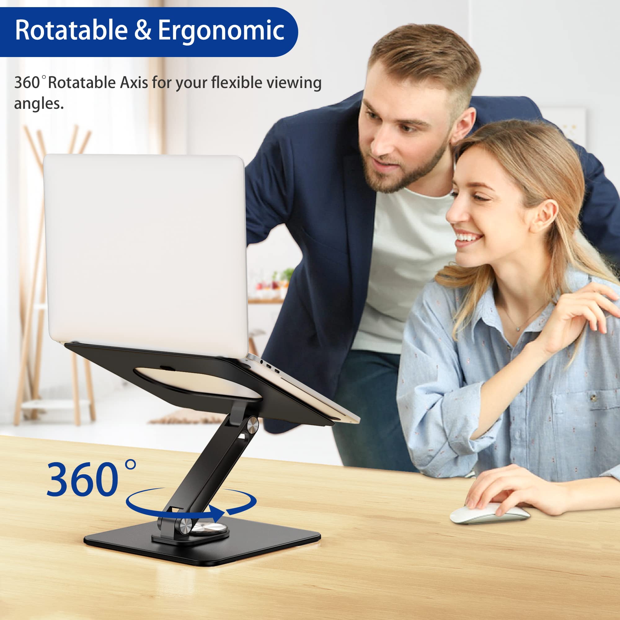 [1 PC] Ergonomic Adjustable Laptop Stand with 360° Rotating Base